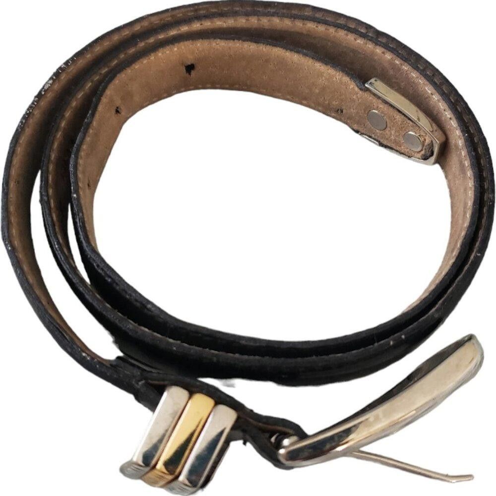 Designer JG Hook Black Leather Belt Size ONE SIZE - 3 Thumbnail