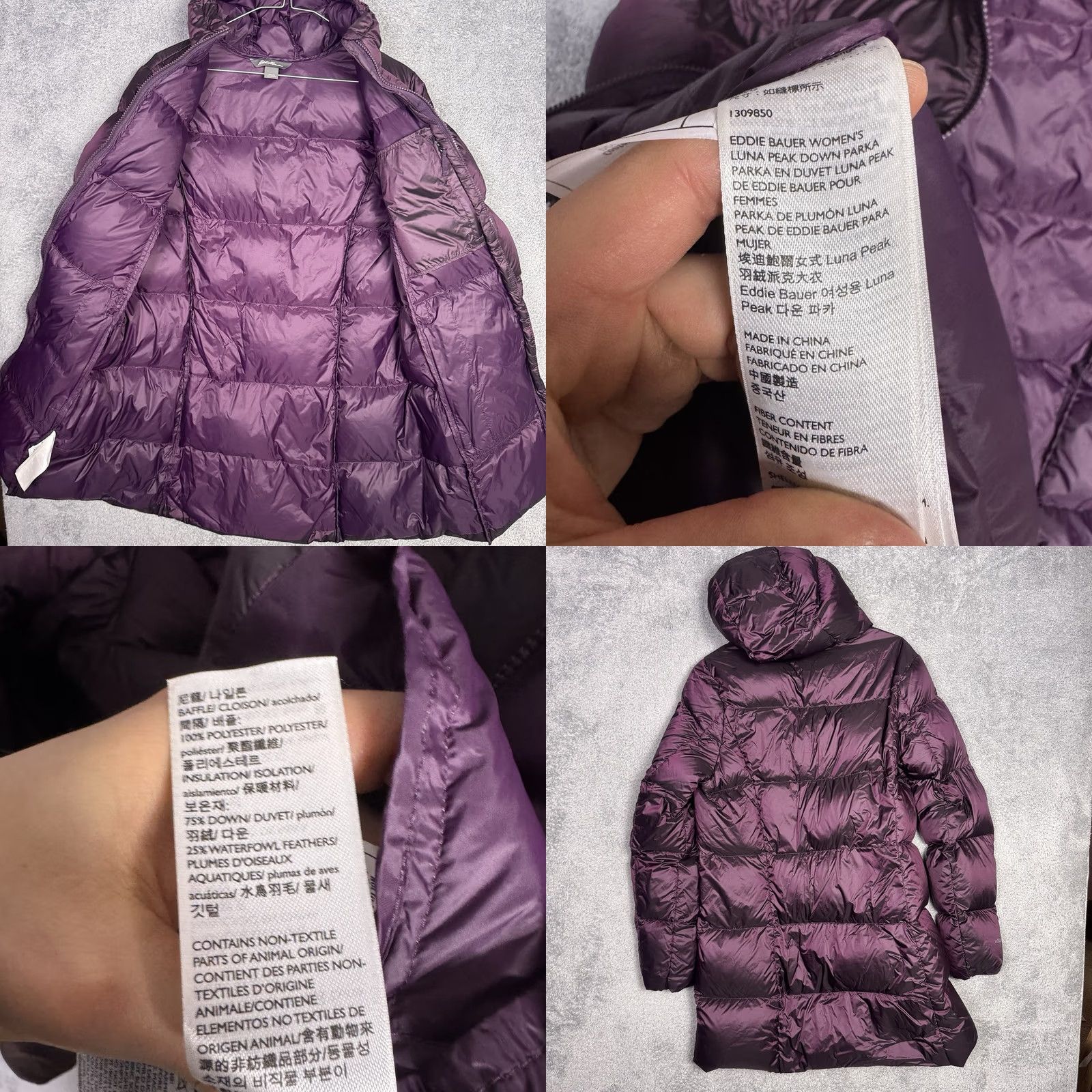 Eddie Bauer Eddie Bauer Luna Peak Down Parka Women L Jacket Quilted Puffer EB550 Purple - Womens Size L - Durable Size L / US 10 / IT 46 - 8 Thumbnail