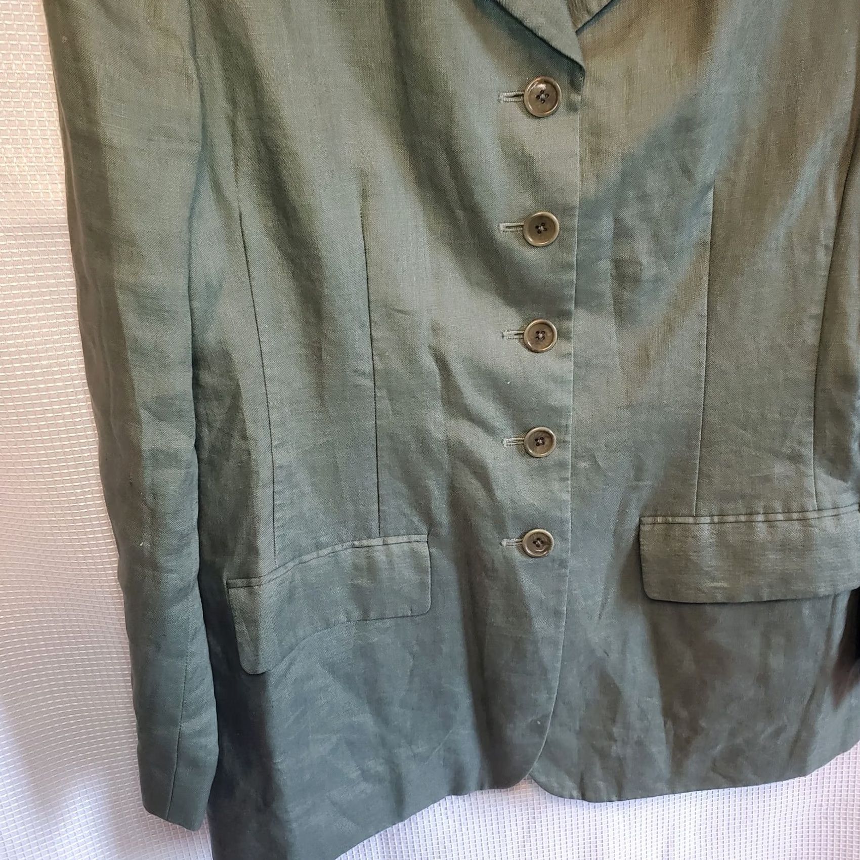 Vintage VINTAGE Preview Collection Blazer Womens 14 Green Vtg Linen Button Front Summer Size XL / US 12-14 / IT 48-50 - 5 Thumbnail