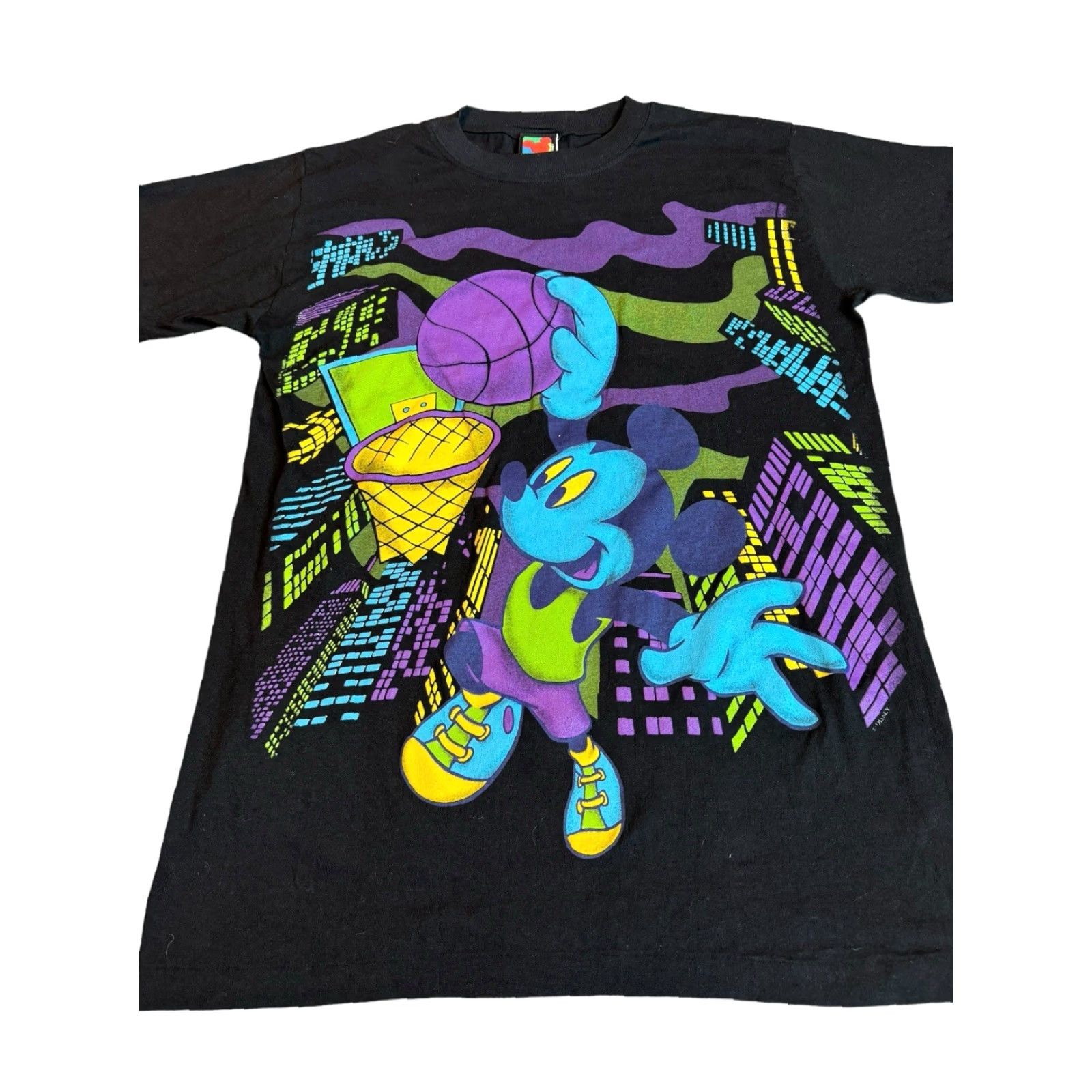 Mickey Unlimited VTG Mickey Unlimited Mickey and Donald Basketball Shirt Double Sided Graphic Colorful 90s Cartoon Cotton Black M Short Sleeve Men Shirt Size US M / EU 48-50 / 2 - 3 Thumbnail