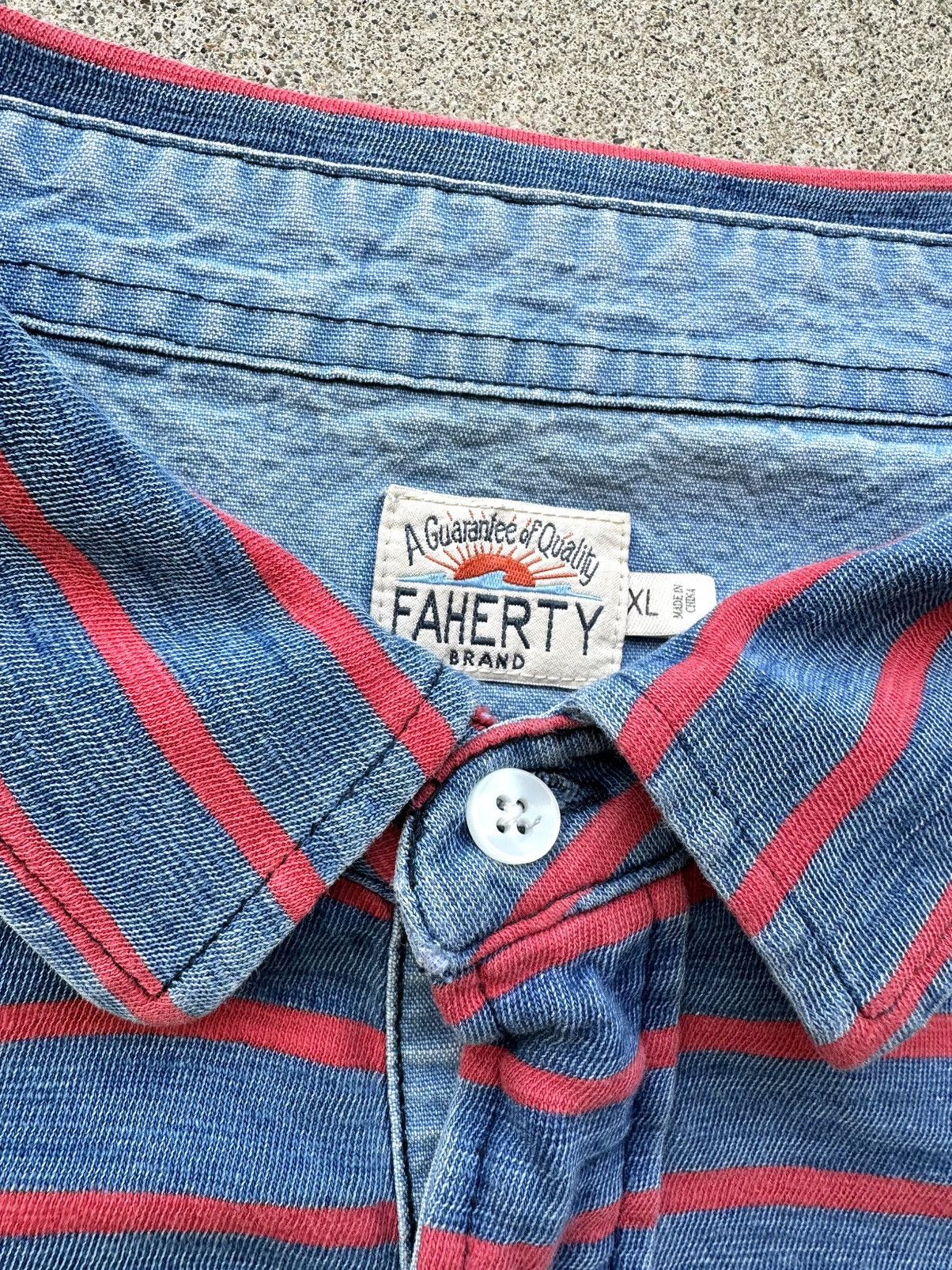 Faherty Faherty Polo Shirt Blue and Red Stripes Relaxed Fit XL Size US XL / EU 56 / 4 - 3 Thumbnail