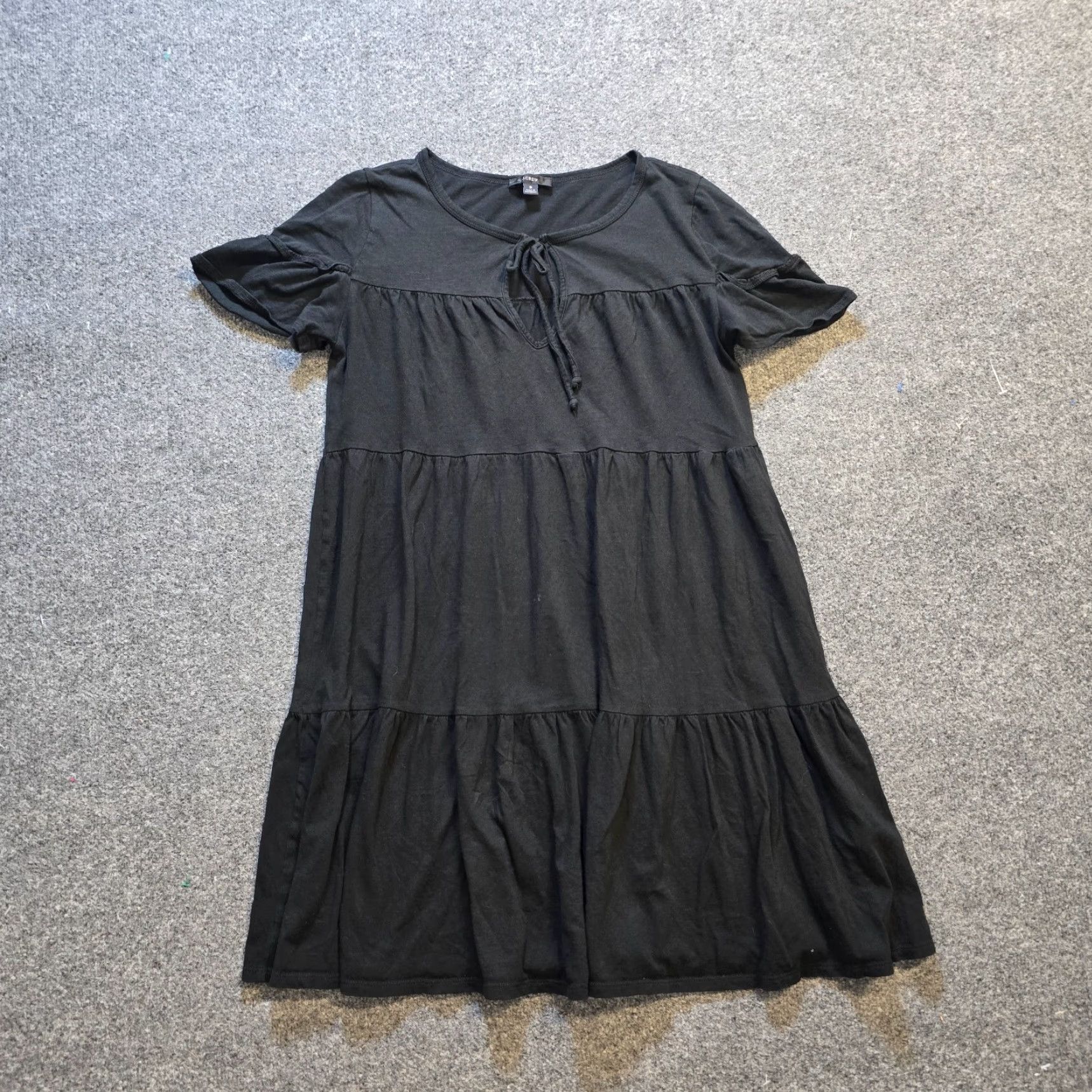J.Crew J.CREW Dress Womens Small Black Short Tiered Slub Knit Casual Capsule Minimalist Size 28" / US 6 / IT 42 - 2 Thumbnail