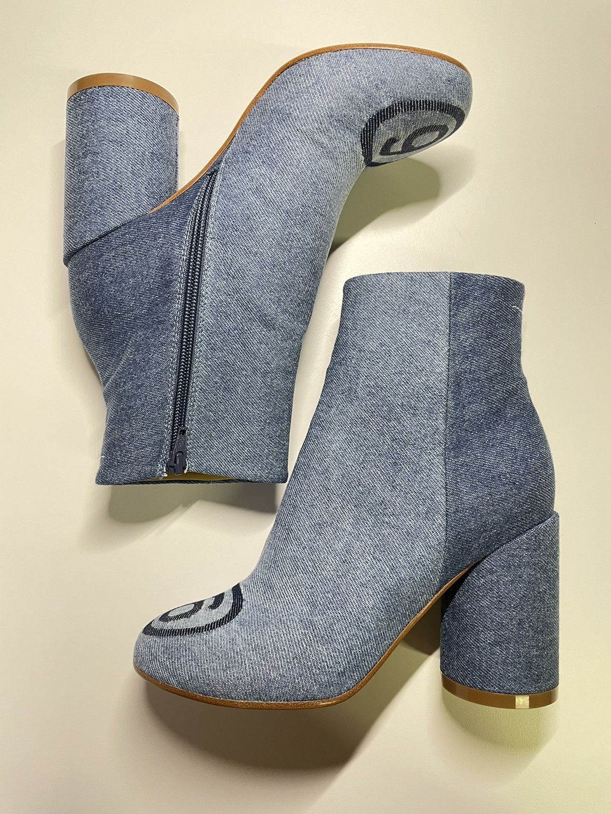 image of Mm6 Maison Margiela Denim Ankle Boots (1067) in Blue, Women's (Size 8)