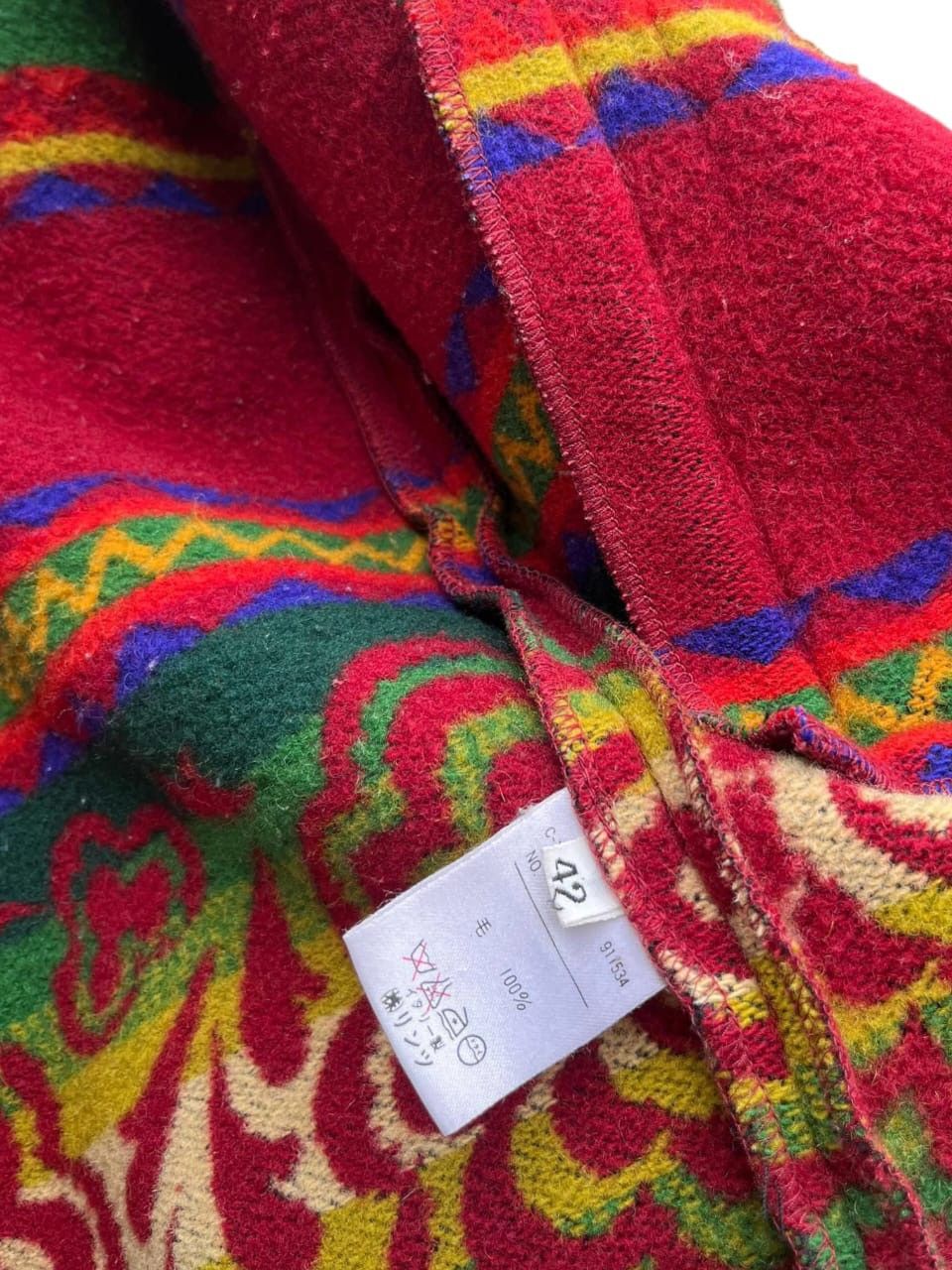 United Colors Of Benetton Fur Flowers Hoodie Jacket Native Navajo Size US XS / EU 42 / 0 - 8 Thumbnail
