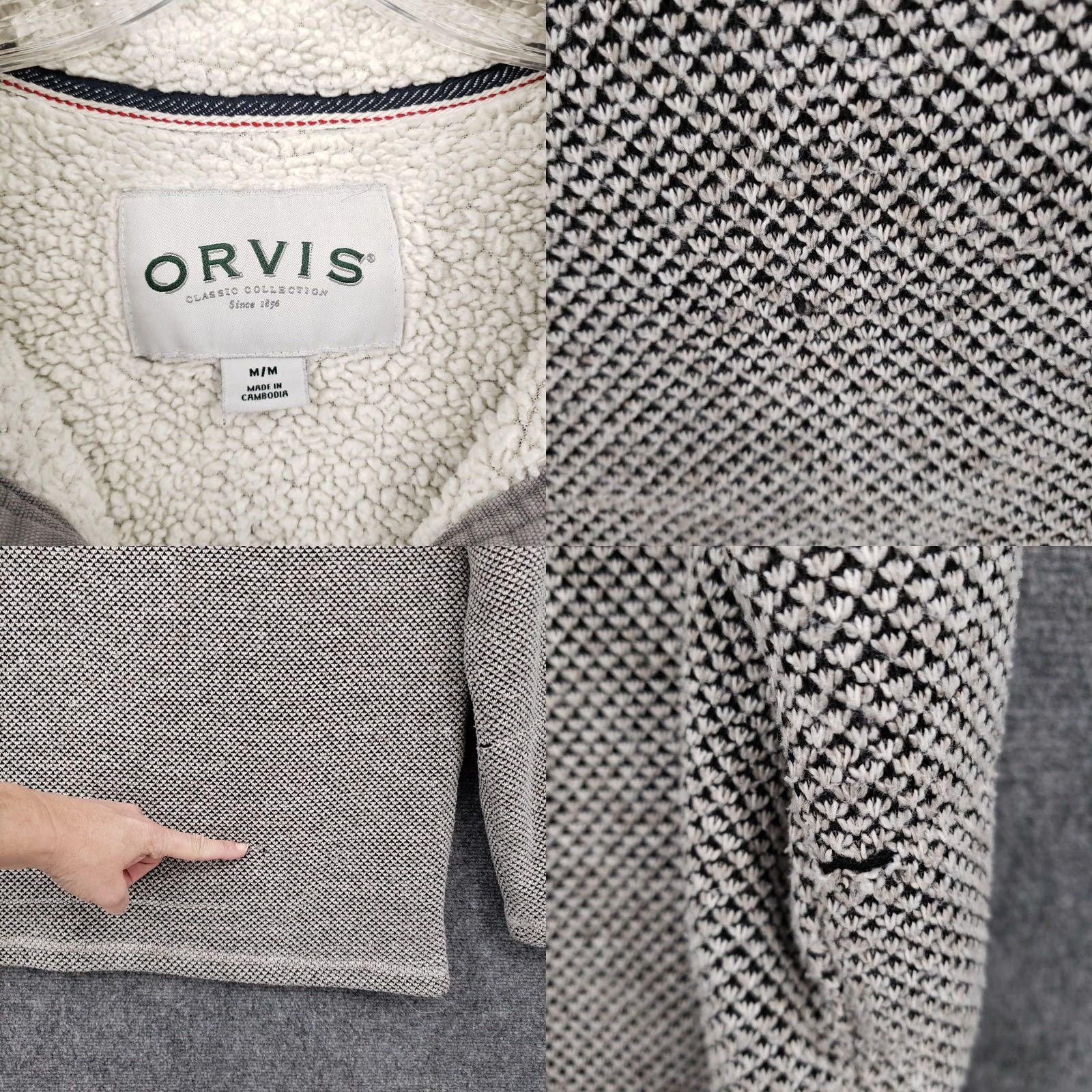 Orvis Orvis Sweater Mens M Medium Gray Sherpa Lined 1/4 Zip Pullover Mock Neck Knit Shirt Size US M / EU 48-50 / 2 - 8 Thumbnail