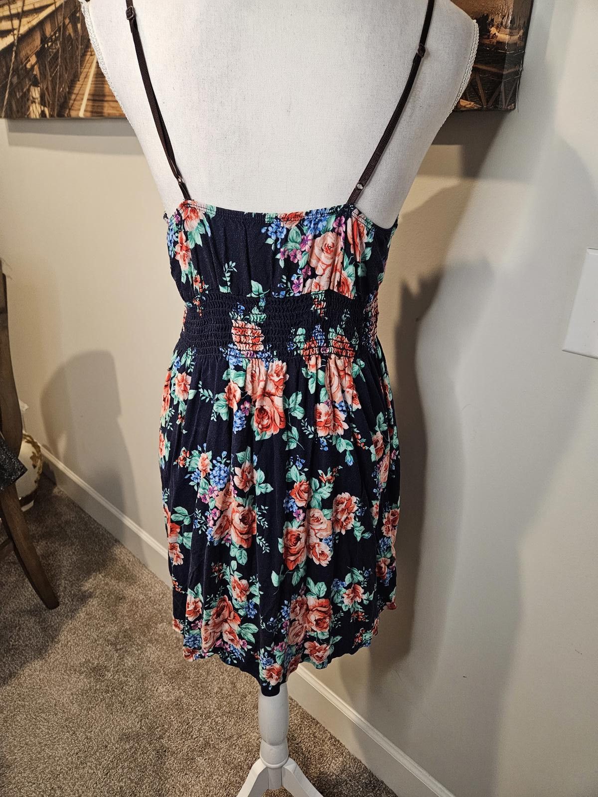 Designer Body Central Floral Ruffle Dress - Navy Blue Size S / US 4 / IT 40 - 3 Thumbnail