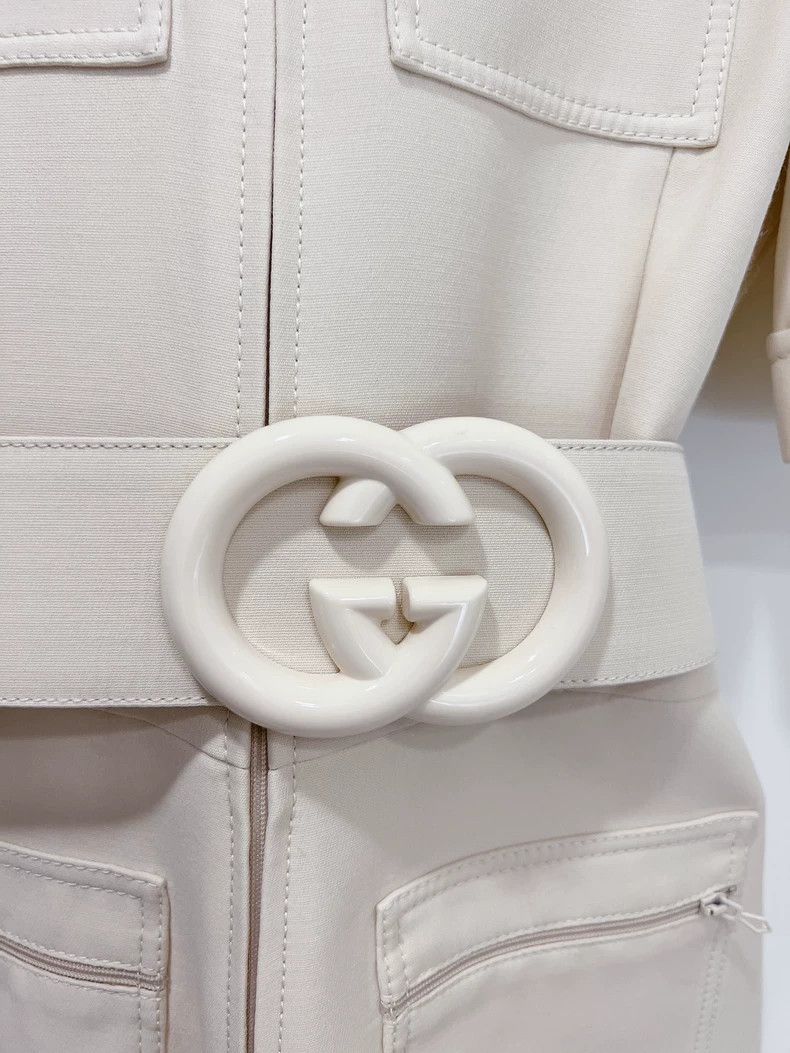 Gucci Gucci Cream-colored workwear-style jumpsuit dress 2504-Next Size XS / US 0-2 / IT 36-38 - 4 Thumbnail