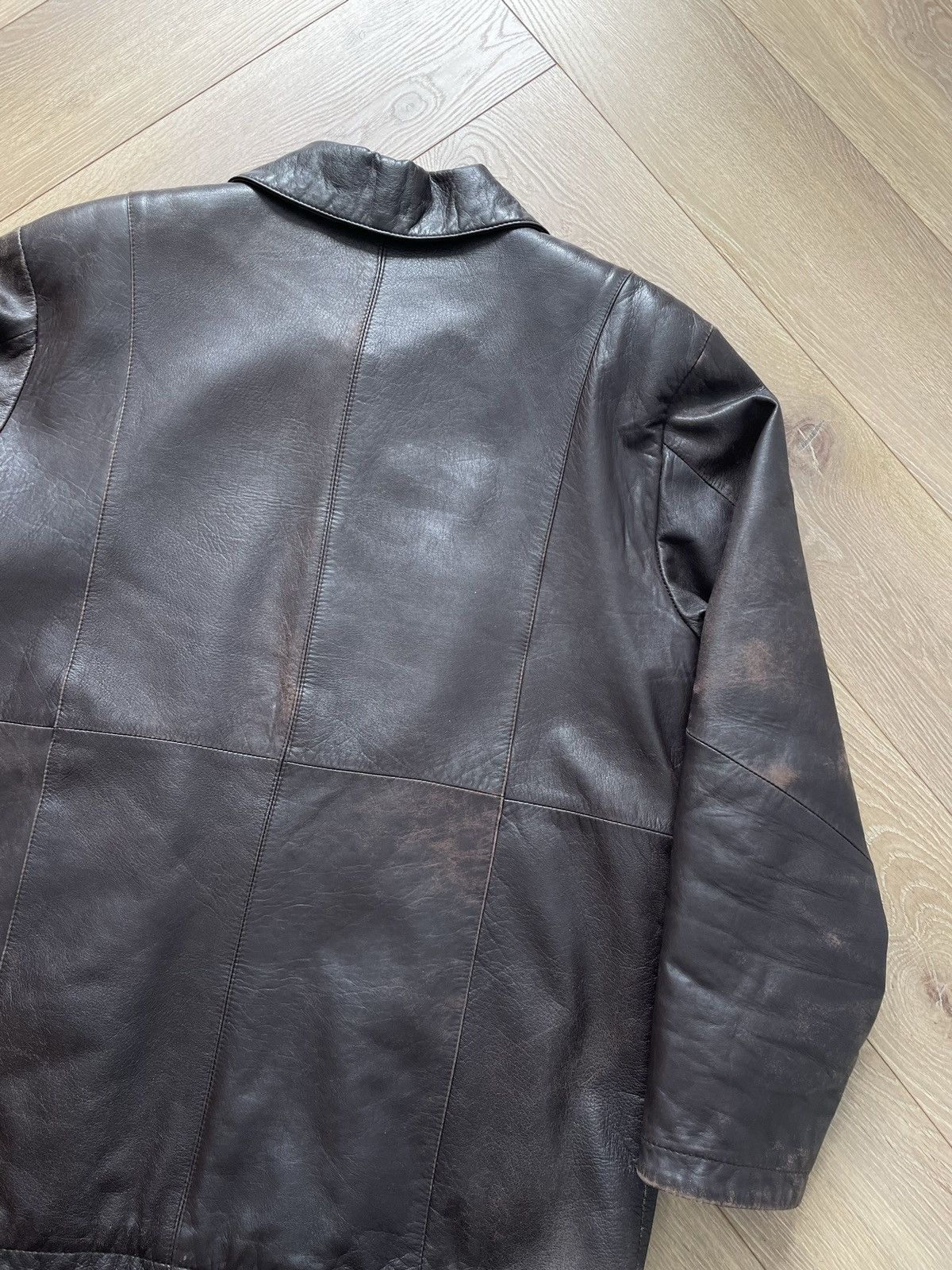 Vintage Washed Brown Retro 90s Genuine Real Leater Bomber Punk Rock Size US M / EU 48-50 / 2 - 8 Thumbnail