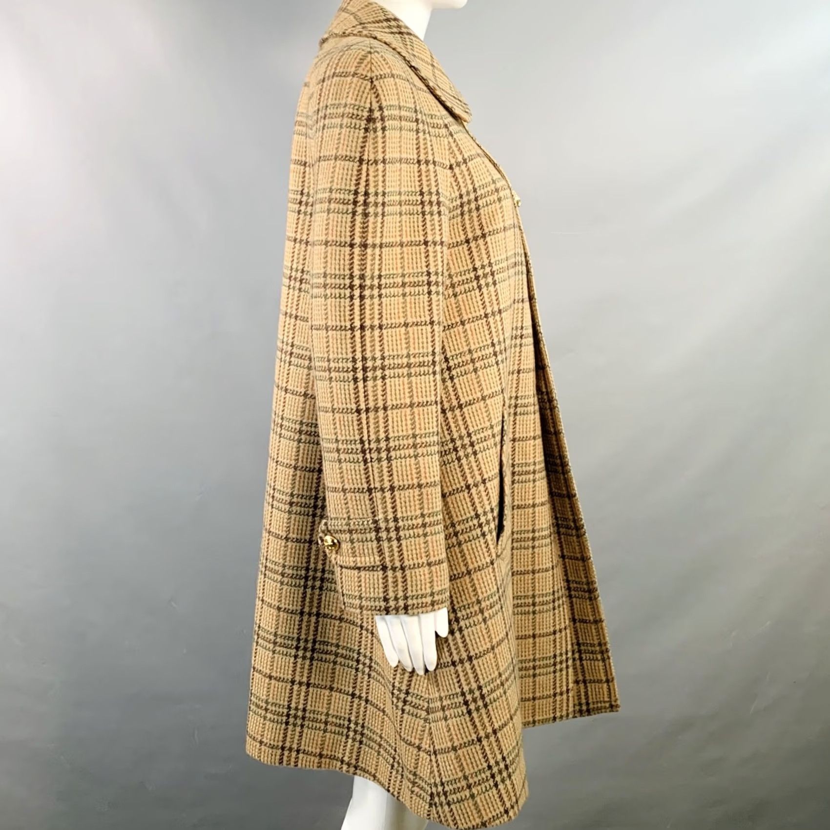 Celine CELINE Coat Raglan Sleeve Plaid Wool Blend Khaki Brown Olive Size 6 Womens Size M / US 6-8 / IT 42-44 - 4 Thumbnail