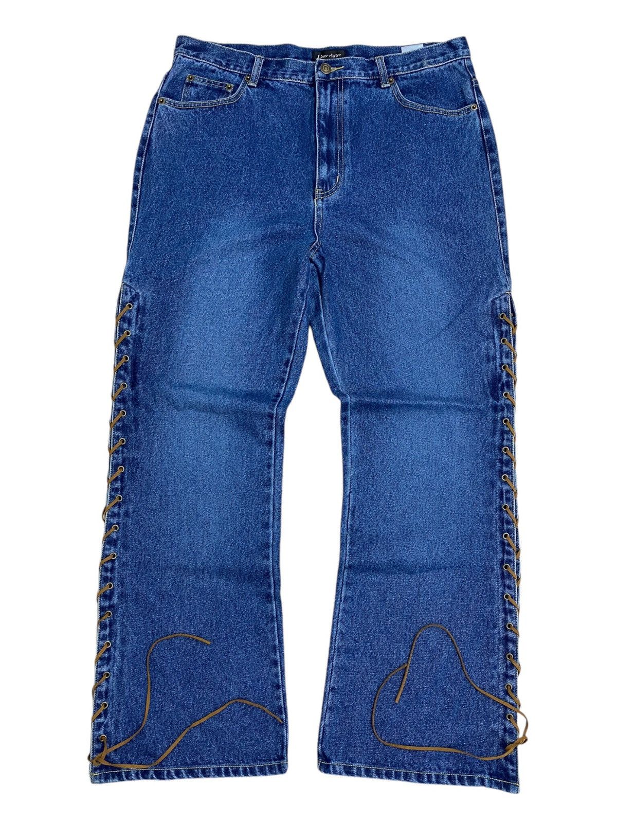 Japanese Brand Livre Claire Baggy Lace Up High Waist Denim Jean Rope Side Size US 34 / EU 50 - 3 Thumbnail