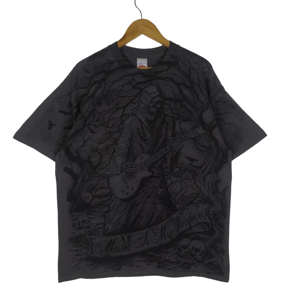 Vintage Vintage Grim Reaper Shirt Music Is My Weapon Overprint Size US XL / EU 56 / 4 - 1 Thumbnail