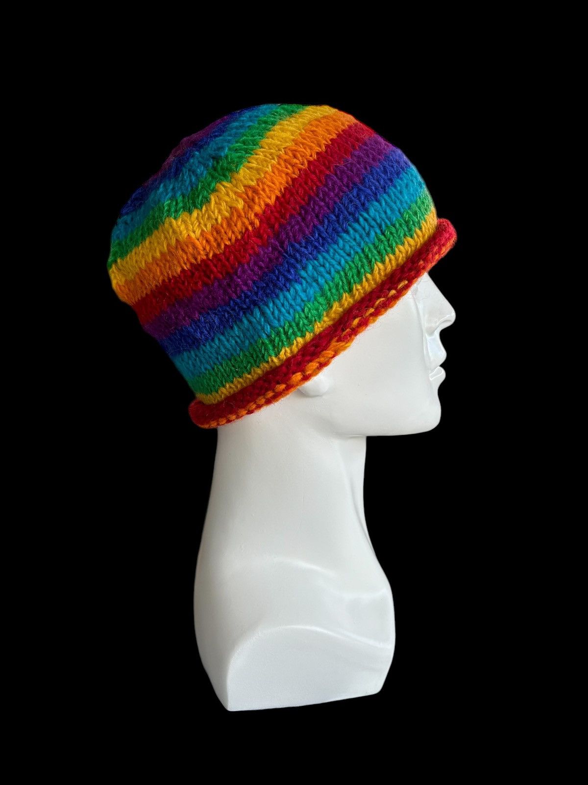 Japanese Brand × Kapital × Vintage Crochet Knitted Hadmade Beanie Hats Hippies Style ☠️☠️🌈 Size ONE SIZE - 2 Thumbnail