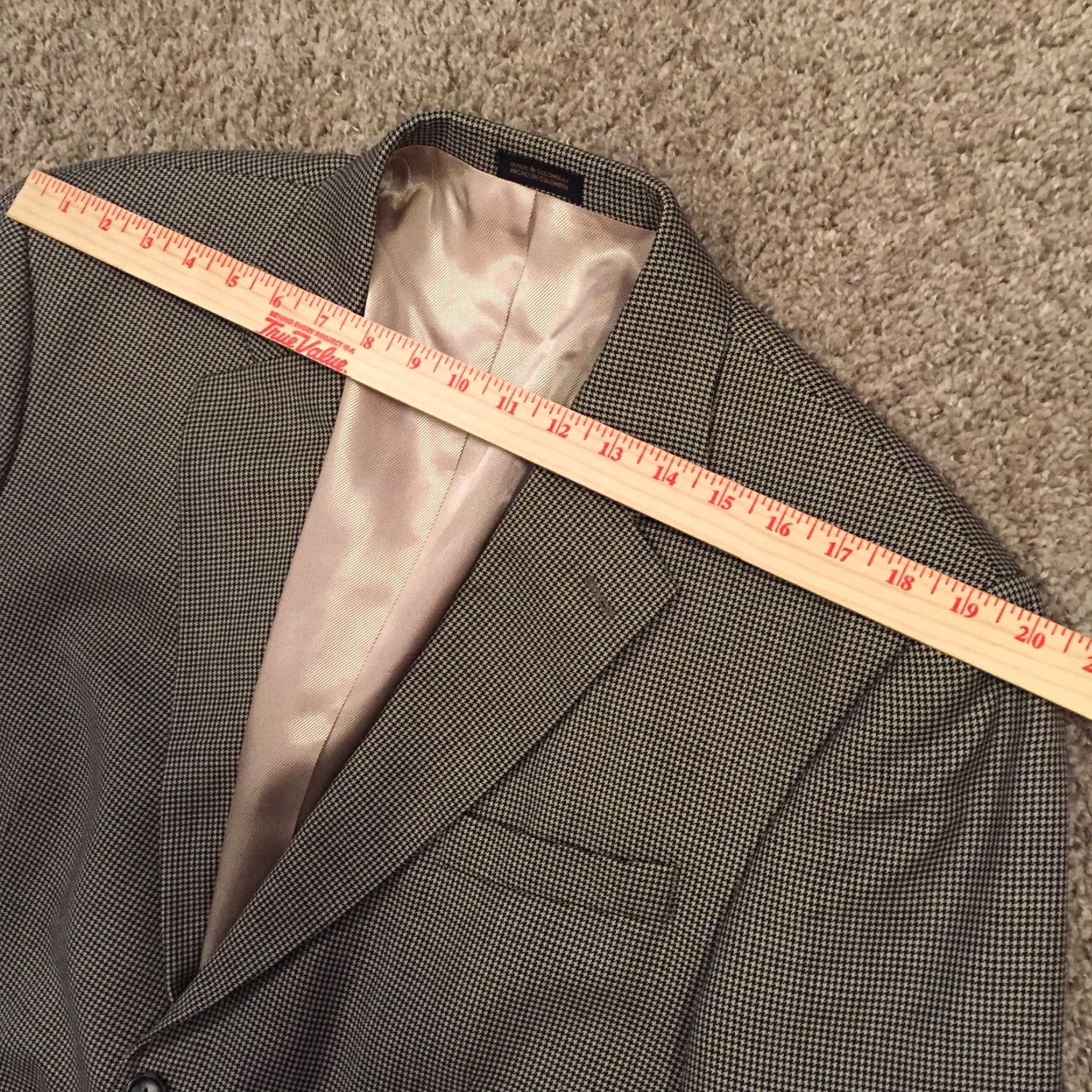 Stafford Stafford Blazer Mens 44R Black Beige Houndstooth Wool Two Button Single Vent Geometric Notch Lapel Regular Coat/Jacket Size 44R - 2 Thumbnail
