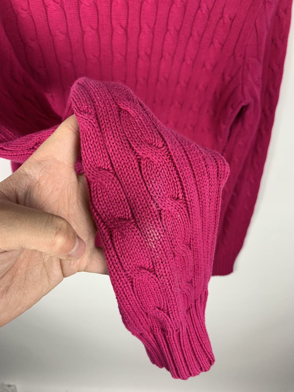 Ralph Lauren Sport Vintage Ralph Lauren Sport Cable Knit V-Neck Sweater Purple Size L / US 10 / IT 46 - 13 Thumbnail