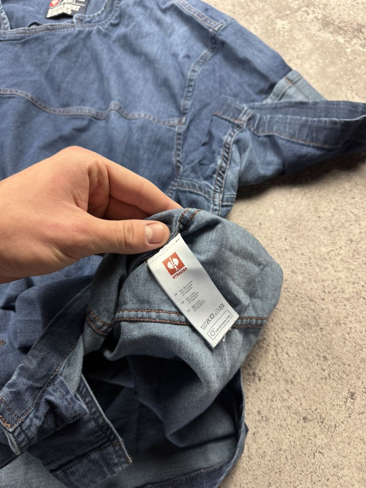 Garment Reproduction of Workers Vintage Engelbert Strauss Denim Workwear Shirt Distressed Size US XL / EU 56 / 4 - 8 Thumbnail