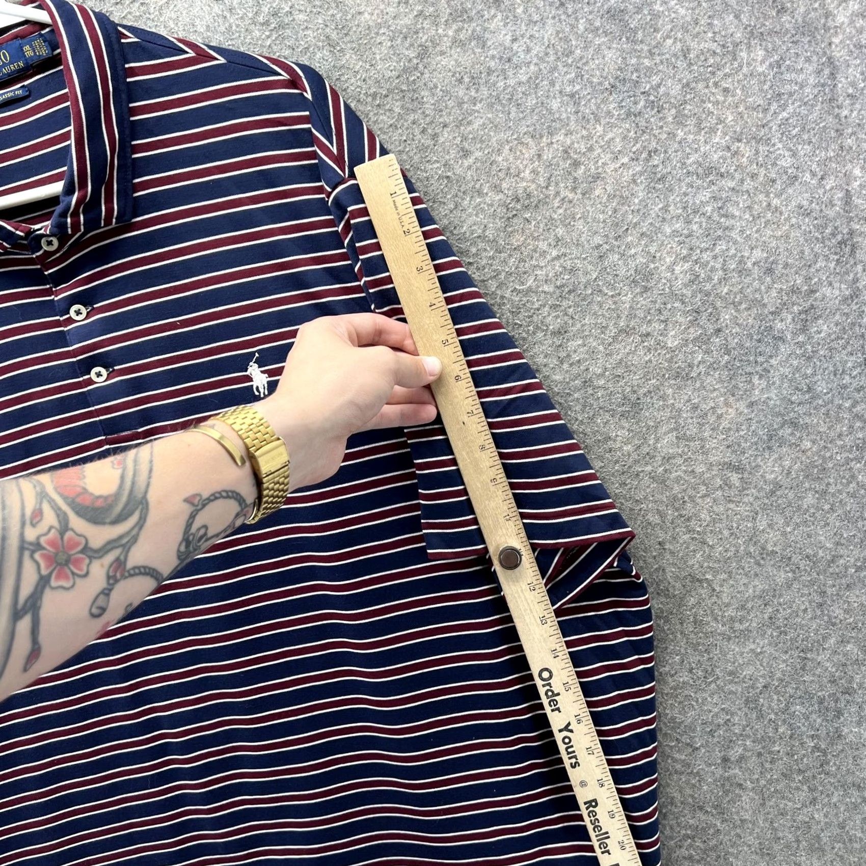 Polo Ralph Lauren Polo Ralph Lauren Polo Shirt Mens 2XL Navy Striped Classic Cotton Golf Shirt Mens 2XL Navy Striped Polo Size US XXL / EU 58 / 5 - 5 Thumbnail