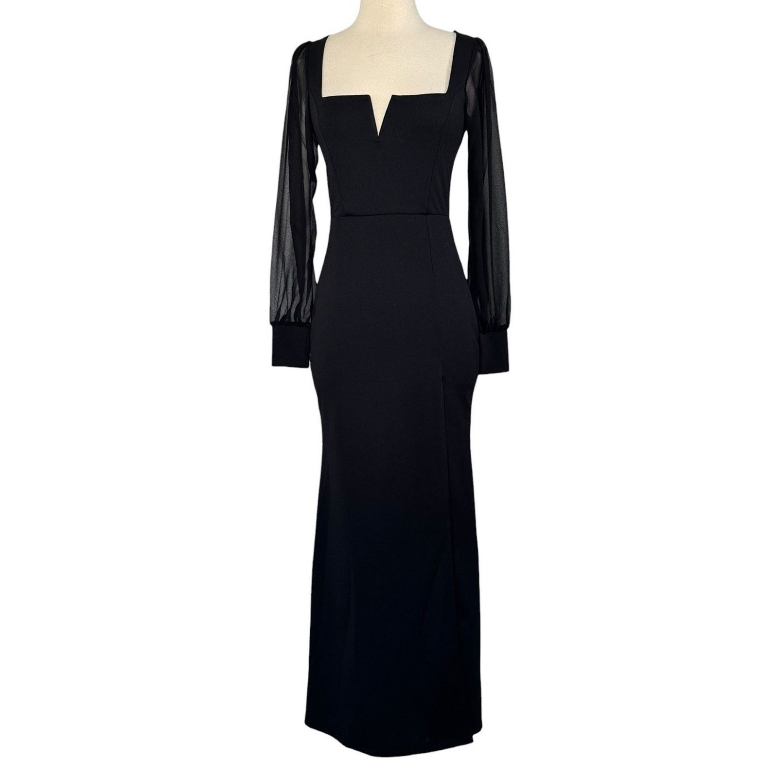 Other WINDSOR Veronica Front Slit Crepe Formal Dress Elegant Black Size XS / US 0-2 / IT 36-38 - 4 Thumbnail