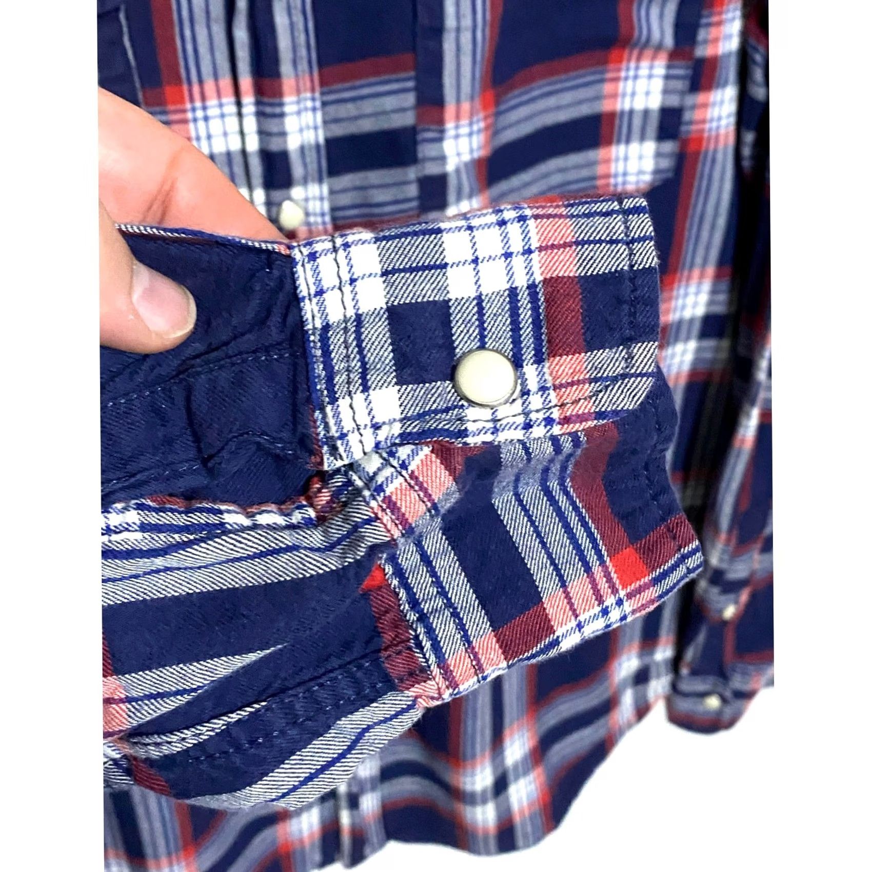 H&M H&M Divided Shirt Mens L Button-Up Plaid Slim Fit Pearl Snap Button-Down Outdoors Casual Fall Y2K Slim Fit Plaid Shirt Mens L Blue Size US L / EU 52-54 / 3 - 6 Thumbnail