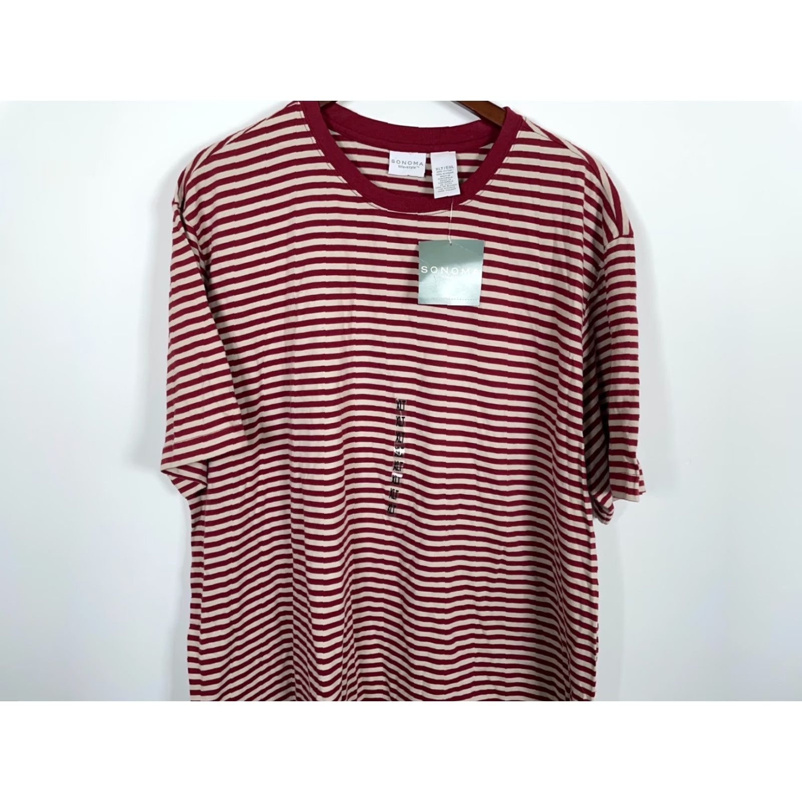 Vintage VINTAGE Sonoma Striped T-Shirt Adult XLT Red Beige 90s Punk Mens Size US XL / EU 56 / 4 - 4 Thumbnail
