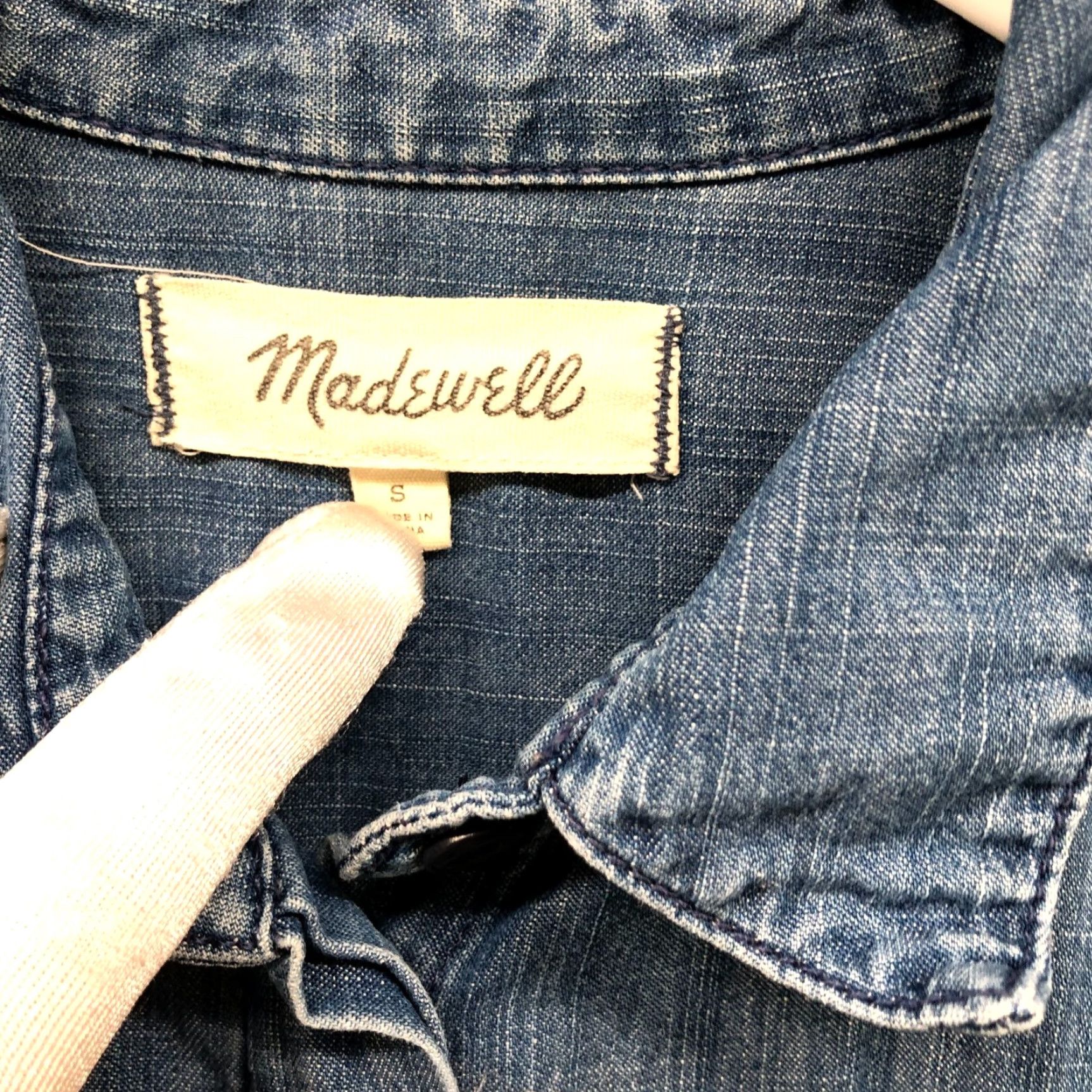 Madewell Madewell Chambray Shirt Dress Womens S Blue Short Sleeve Fringe Denim Size S / US 4 / IT 40 - 6 Thumbnail