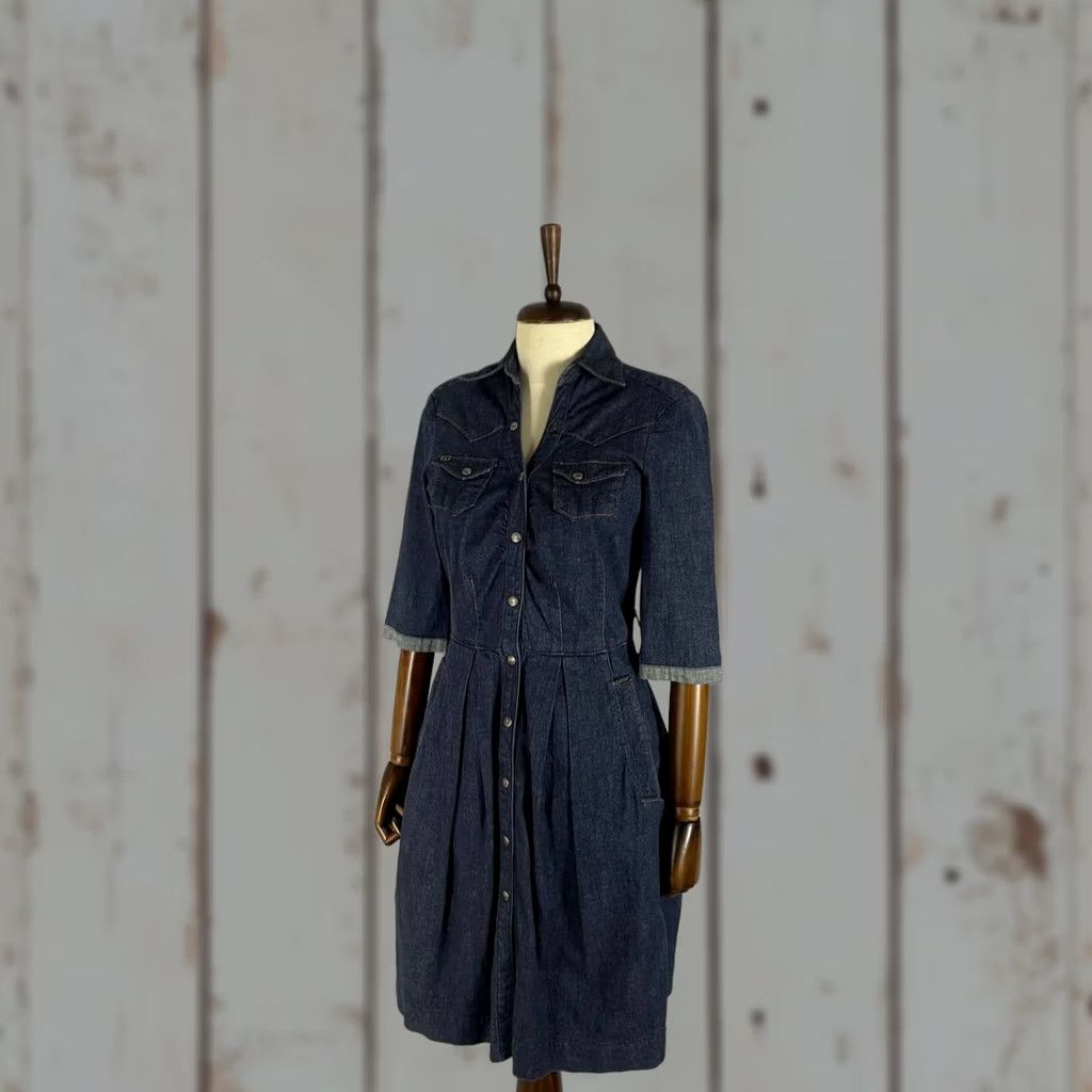Miss Sixty Miss Sixty Maxi Dress Blue Half Sleeve Front Button Collared L Womens Size L / US 10 / IT 46 - 1 Thumbnail