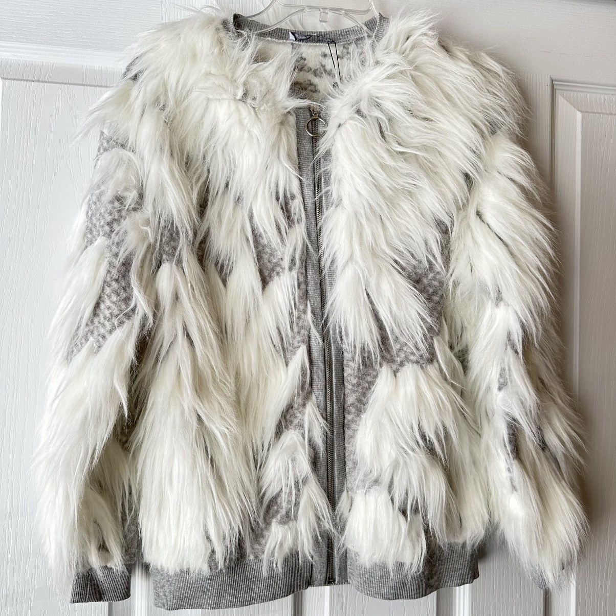 Zara New Zara Faux Fur White Gray Jacket Small 5584/214 RARE Size S / US 4 / IT 40 - 3 Thumbnail
