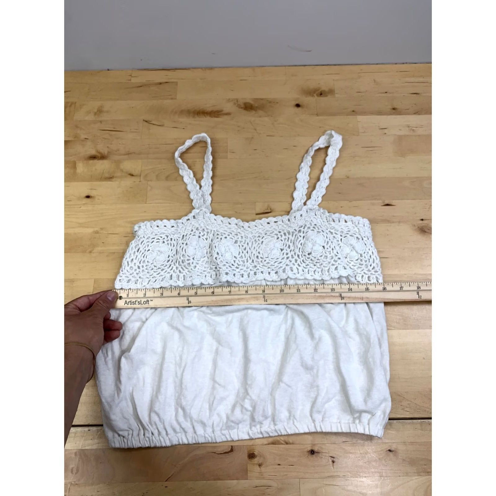 Lucky Brand Lucky Brand Tank Women M White Knit Crocheted Sleeveless Cropped Y2K Tunic 13170 Size M / US 6-8 / IT 42-44 - 7 Thumbnail