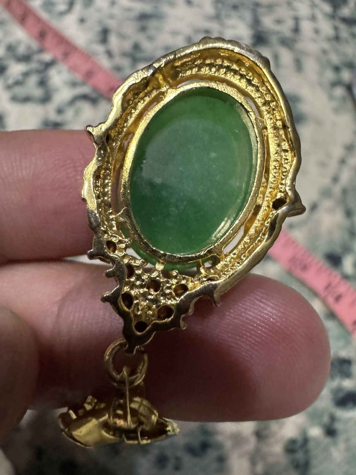 Jewelry JADE PENDANT 18K GOLD PLATED NECKLACE Size ONE SIZE - 3 Thumbnail