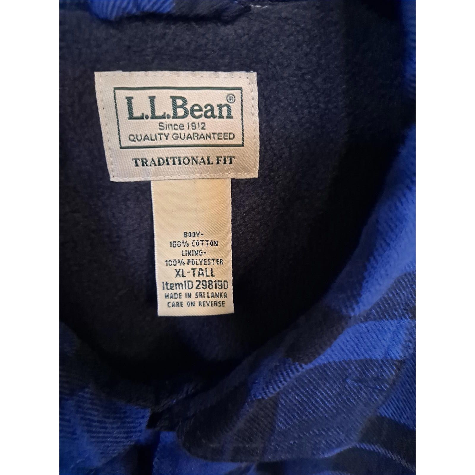L.L. Bean L.L. Bean Fleece Lined Insulated Blue/Black Flannel Size XL Size US XL / EU 56 / 4 - 3 Thumbnail