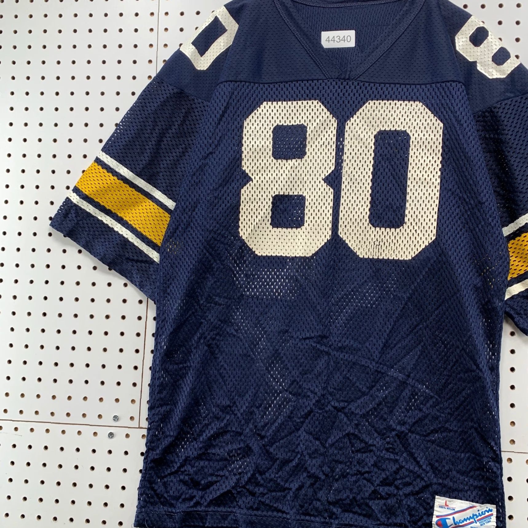Champion VINTAGE Champion Football Jersey Mens L Blue #80 Navy Blue Yellow 80s USA Shirt Mens L Blue 80s Football Jersey Size US L / EU 52-54 / 3 - 3 Thumbnail