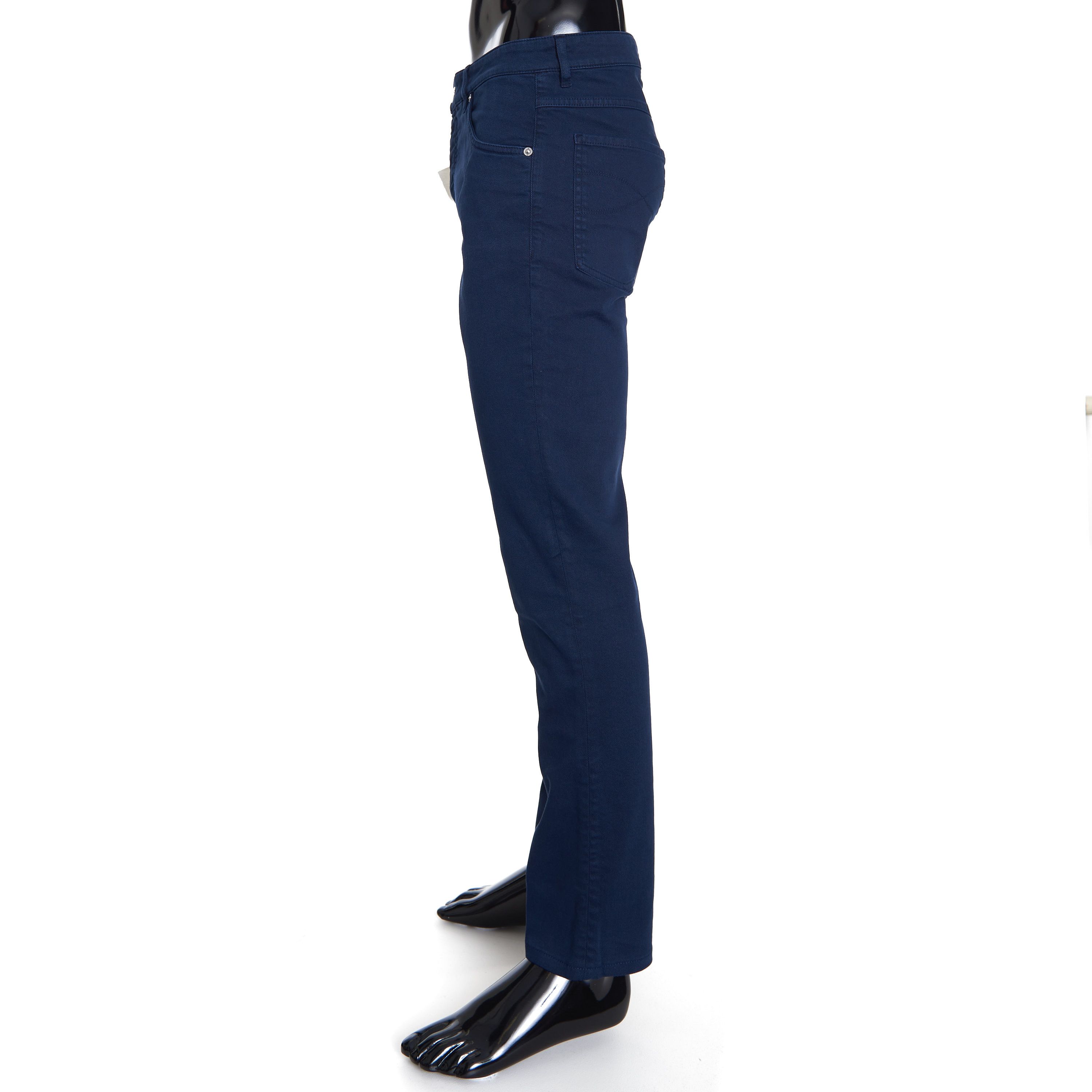 Brunello Cucinelli Navy Blue Stretch Denim Trousers - Slim Fit, Five-Pocket Size US 42 / EU 58 - 3 Thumbnail