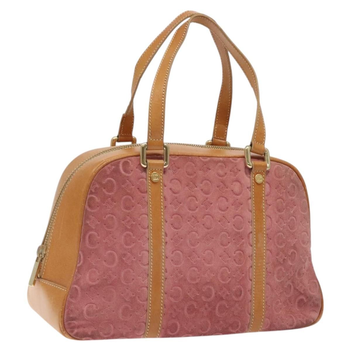 Celine CELINE C Macadam Canvas Hand Bag Suede Pink Gold Size ONE SIZE - 1 Thumbnail