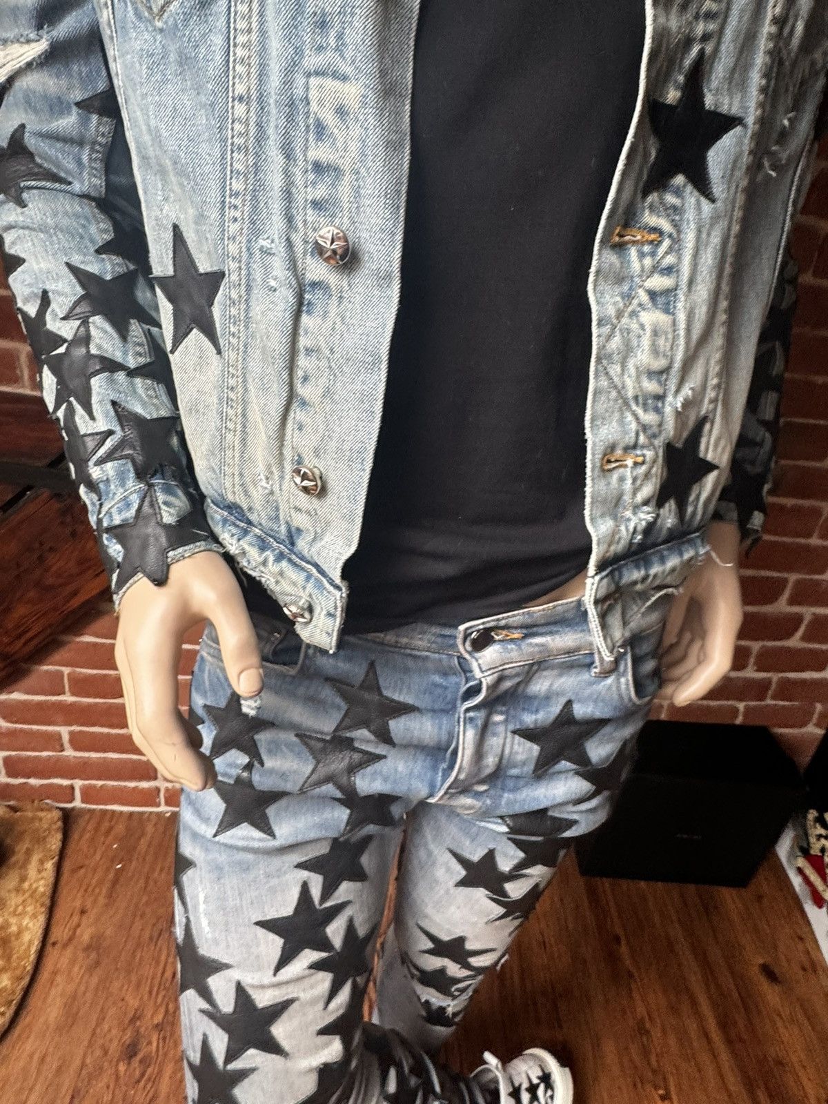 Amiri Amiri Black Stars denim jacket Size US L / EU 52-54 / 3 - 6 Thumbnail