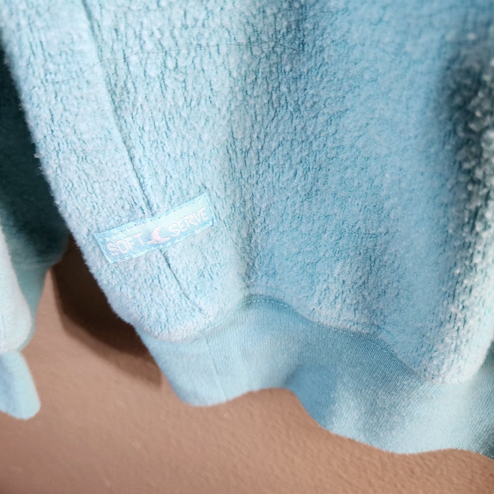 Vintage Soft Serve Womens Hoodie |L| Aquamarine Cloud Cotton Pullover Sweatshirt Pullover Hoodie with Pockets - Fall Winter Spring Casual Beach USA Womens Size L / US 10 / IT 46 - 4 Thumbnail