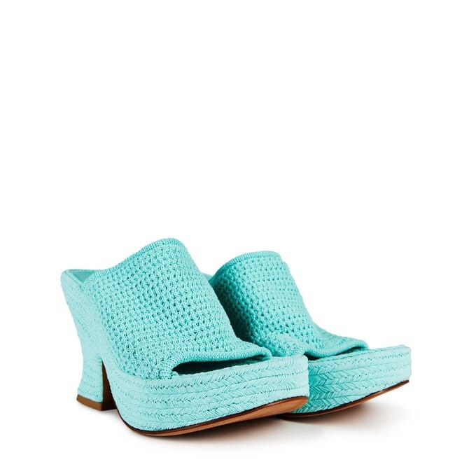 Bottega Veneta Bottega Veneta Wedge High Heel Mules in Blue Size US 6.5 / IT 36.5 - 3 Thumbnail