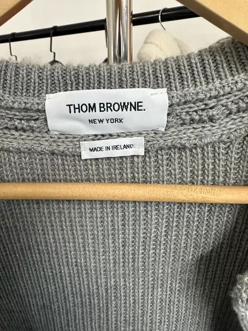 Thom Browne Thom Browne Grey Classic Four Stripe Knit Cardigan Size XS / US 0-2 / IT 36-38 - 2 Thumbnail