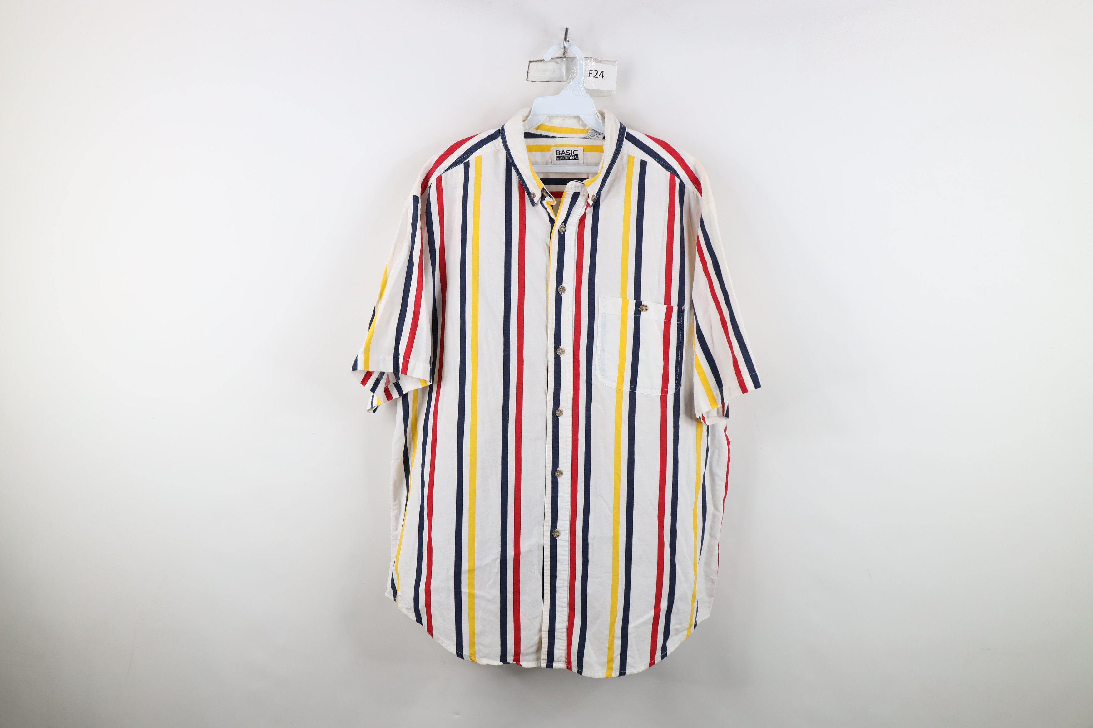 Vintage Vintage 90s Streetwear Block Short Sleeve Button Down Shirt Size US L / EU 52-54 / 3 - 1 Thumbnail