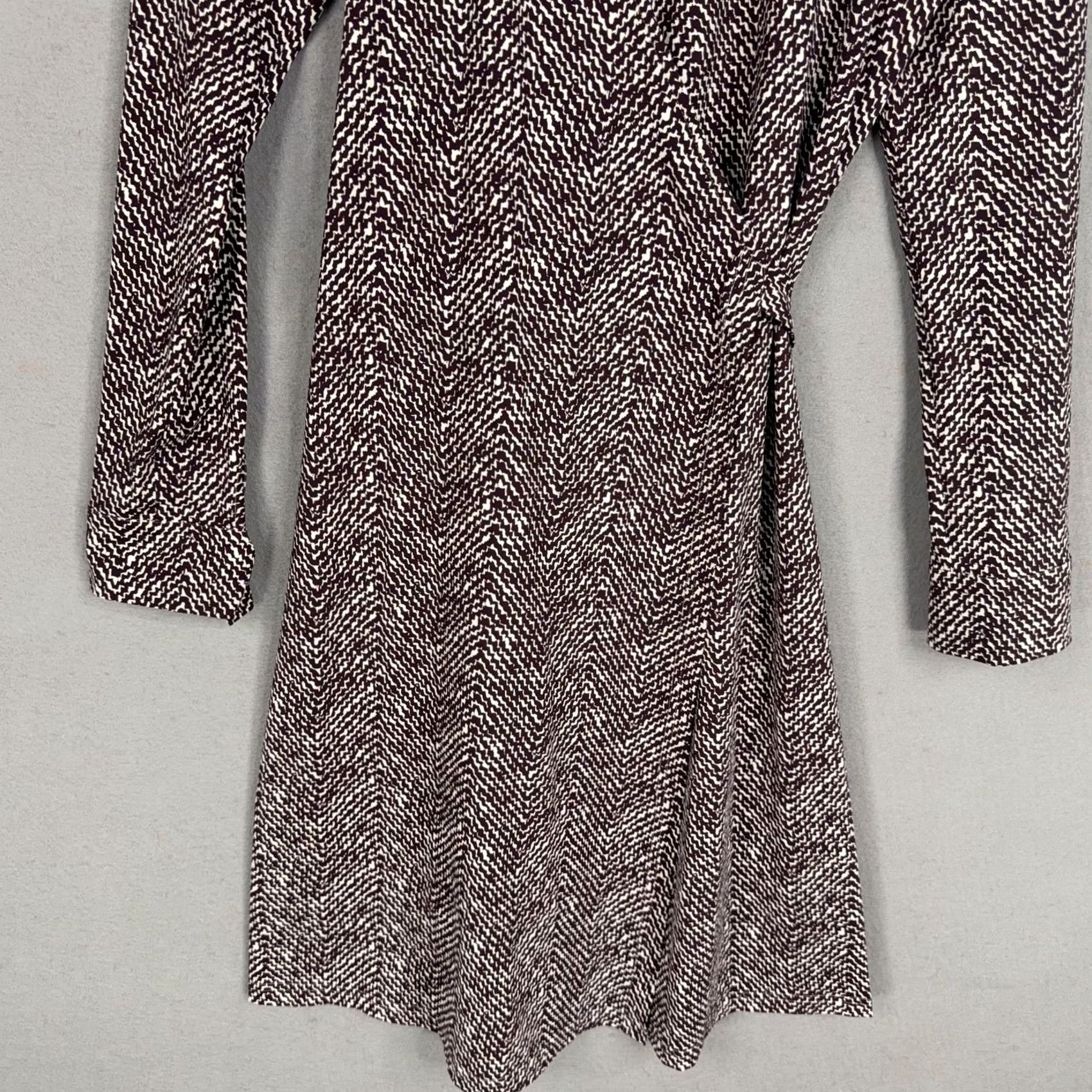 Vintage Ellie Kai Dress Womens 4 Purple White Wrap V-Neck Long Sleeve Print Geometric Dress Size S / US 4 / IT 40 - 3 Thumbnail