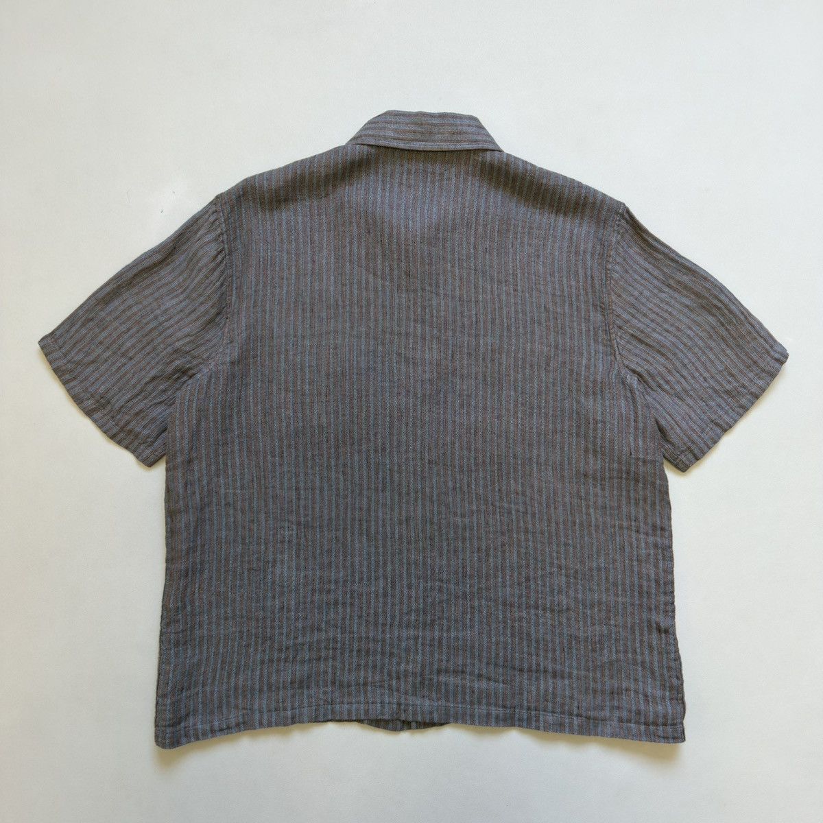 Our Legacy Blue/Tan Woven Striped Linen Box Shirt Size US M / EU 48-50 / 2 - 12 Thumbnail