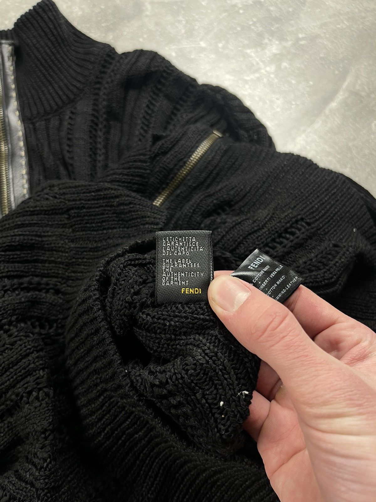 Fendi Fendi Vintage Luxury Ribbed Knit Cotton Zip Cardigan Black Size US M / EU 48-50 / 2 - 16 Thumbnail