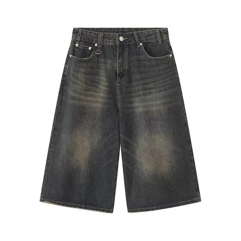 Japanese Brand Retro loose straight leg wide leg denim shorts Size US 32 / EU 48 - 4 Thumbnail