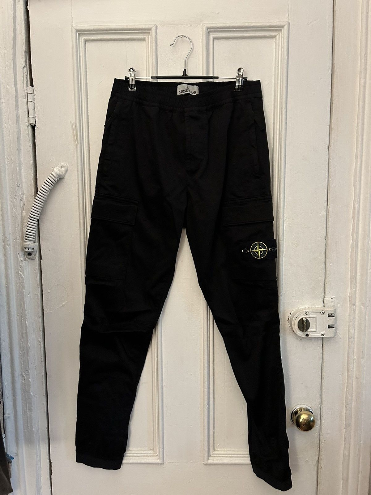 image of Stone Island Black Cargo Pants, Men's (Size 30)