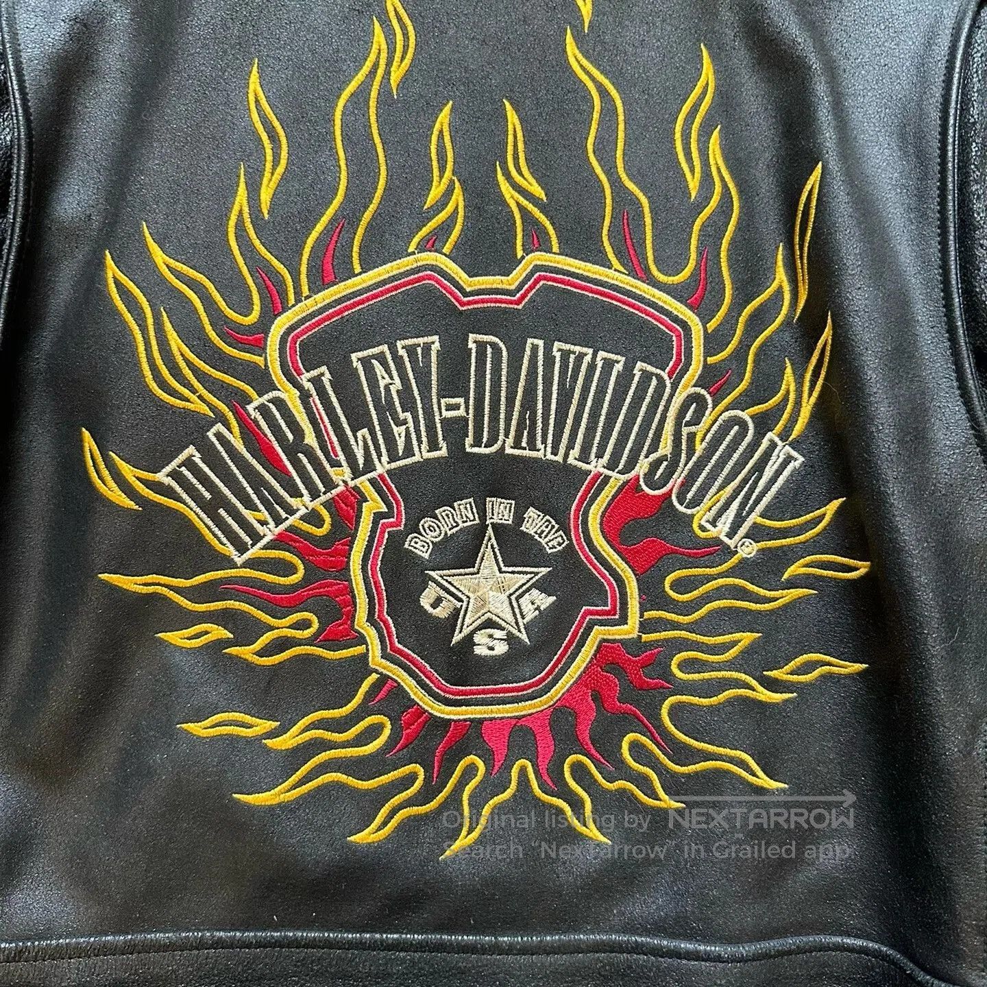Vintage Vintage Harley Davidson Flame Embroidered Leather Jacket. Size US M / EU 48-50 / 2 - 4 Thumbnail
