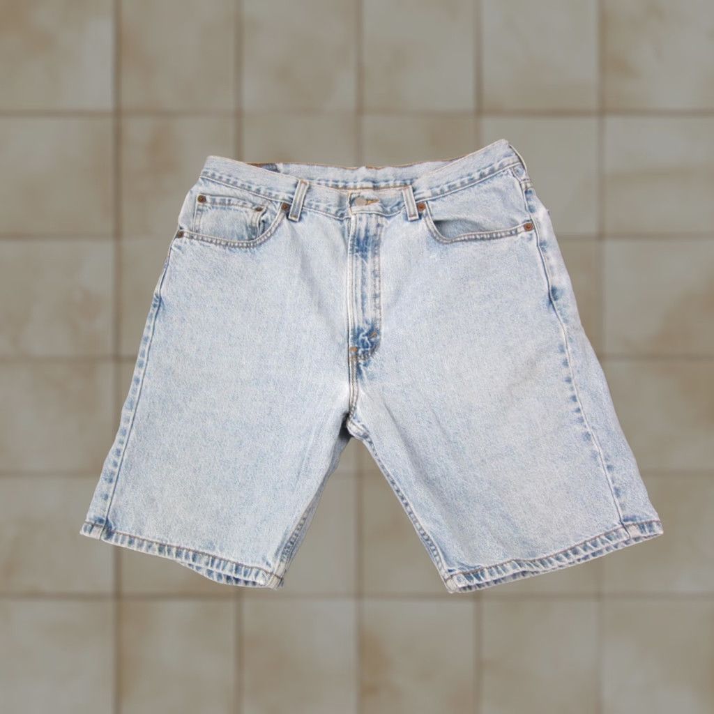 Levi's VINTAGE Levi's 505 Shorts Mens 36 Blue Denim 90s Jeans Jorts Regular 5-Pocket zipper Button Cotton Denim Blue Mens Summer Spring Fall Size US 36 / EU 52 - 1 Thumbnail