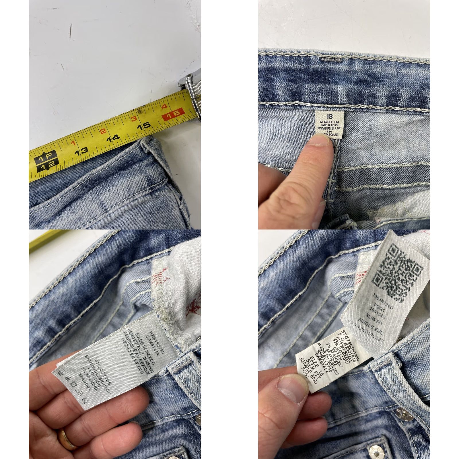 True Religion True Religion Womens Jeans Slim Distressed Denim 18 Blue Slim Fit Low Y2K Stain Hole, Regular Size 18 Womens Jeans Size 40" / US 18 - 8 Thumbnail