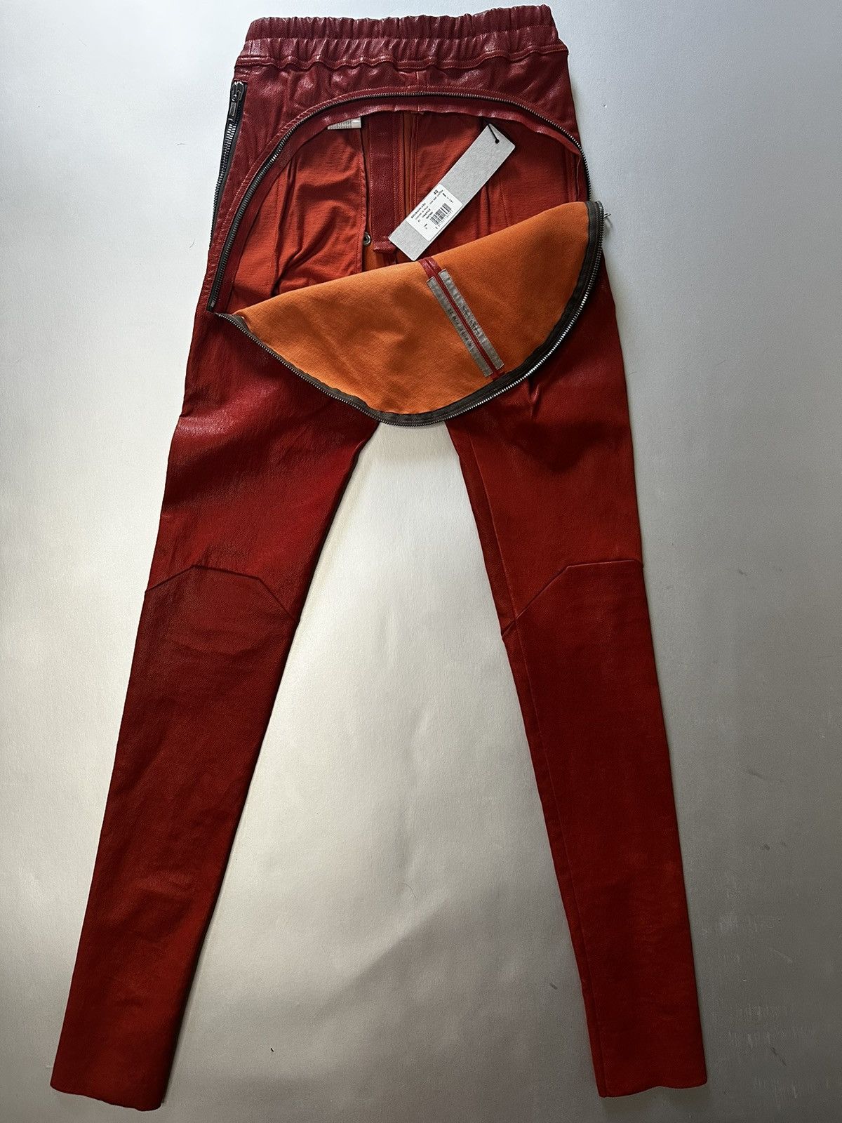 Rick Owens Rare color red STROBE Leather leggings Size 27" / US 4 / IT 40 - 6 Thumbnail