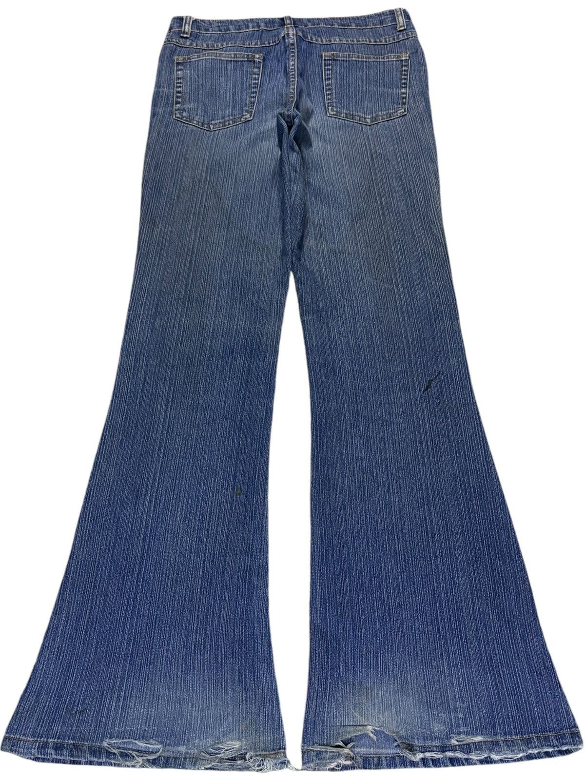 Japanese Brand Vintage Japanese Brand Mud Wash Studded Distress Flare Jeans Size 29" - 2 Thumbnail