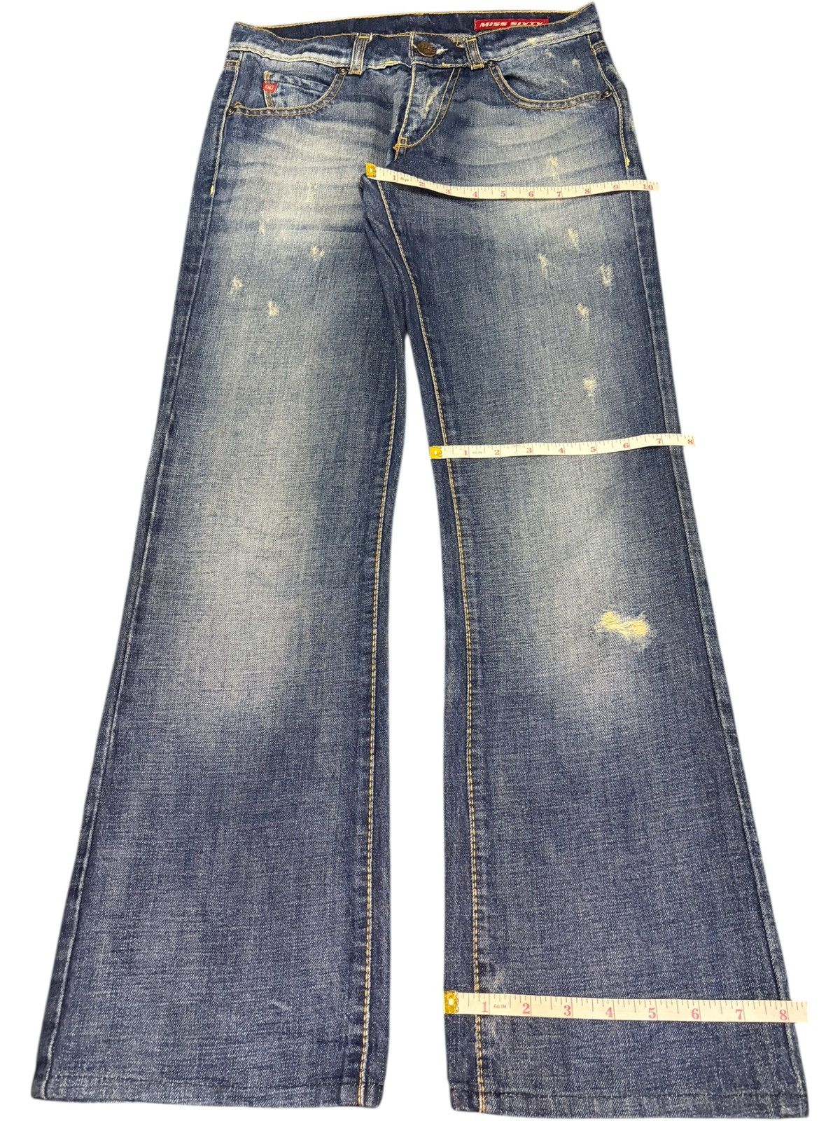 Miss Sixty Vintage Miss Sixty Faded Wash Distress Flare Jeans Size 29" - 8 Thumbnail
