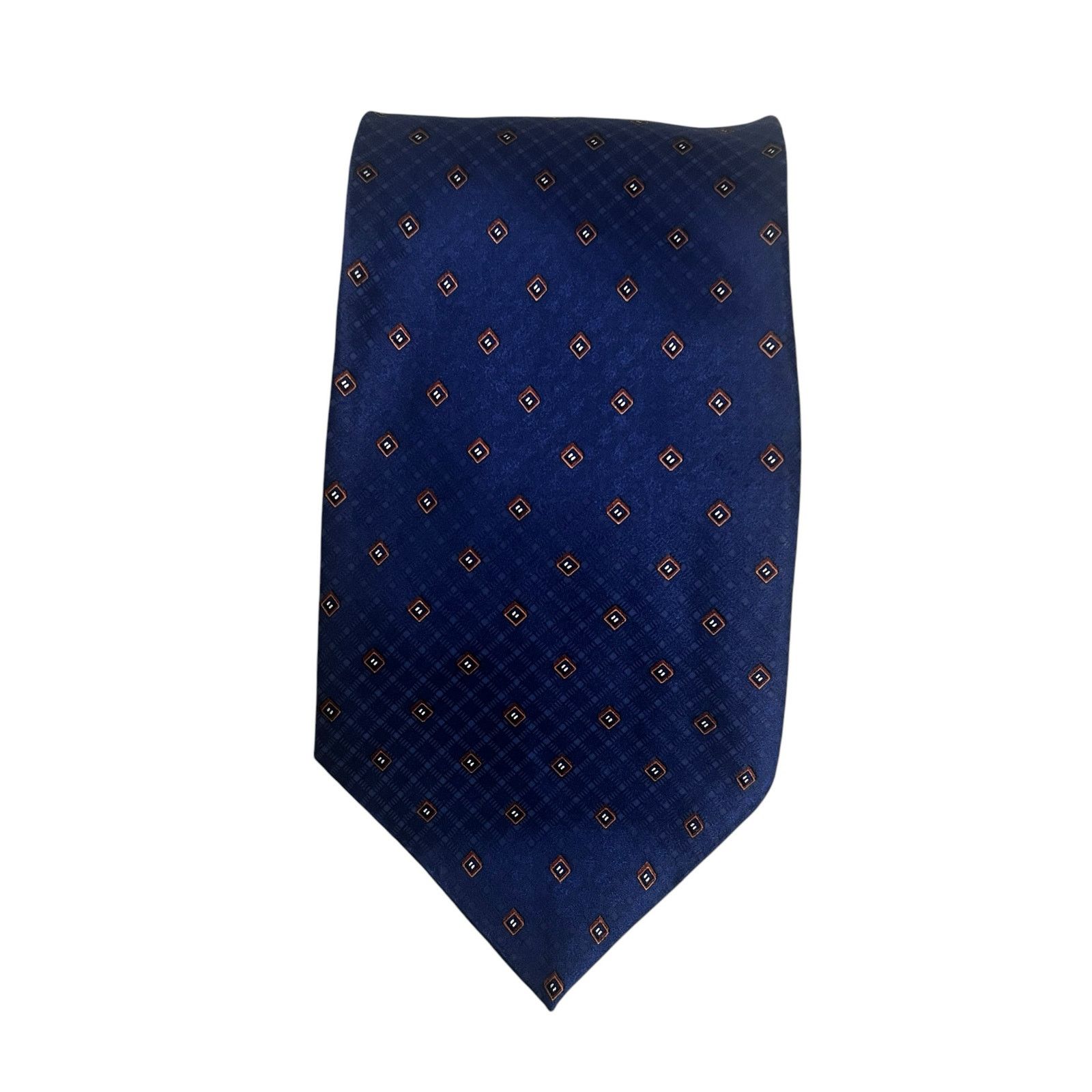 Nautica Nautica 100% silk Tie Navy Brown geometric design. Size ONE SIZE - 1 Thumbnail