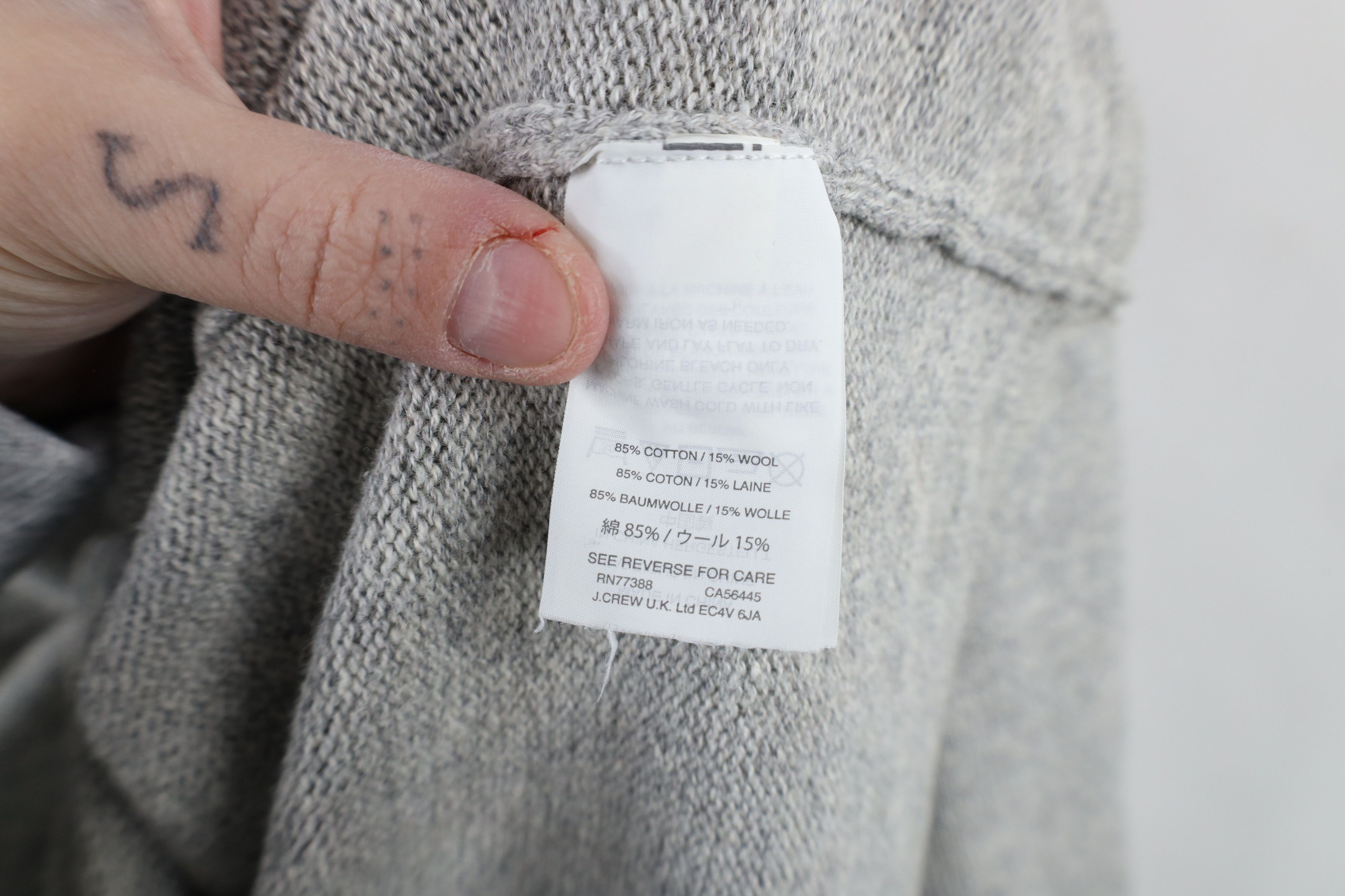 J.Crew × Vintage J Crew Blank Wool Blend Knit Hoodie Sweatshirt Heather Gray Size US L / EU 52-54 / 3 - 8 Thumbnail